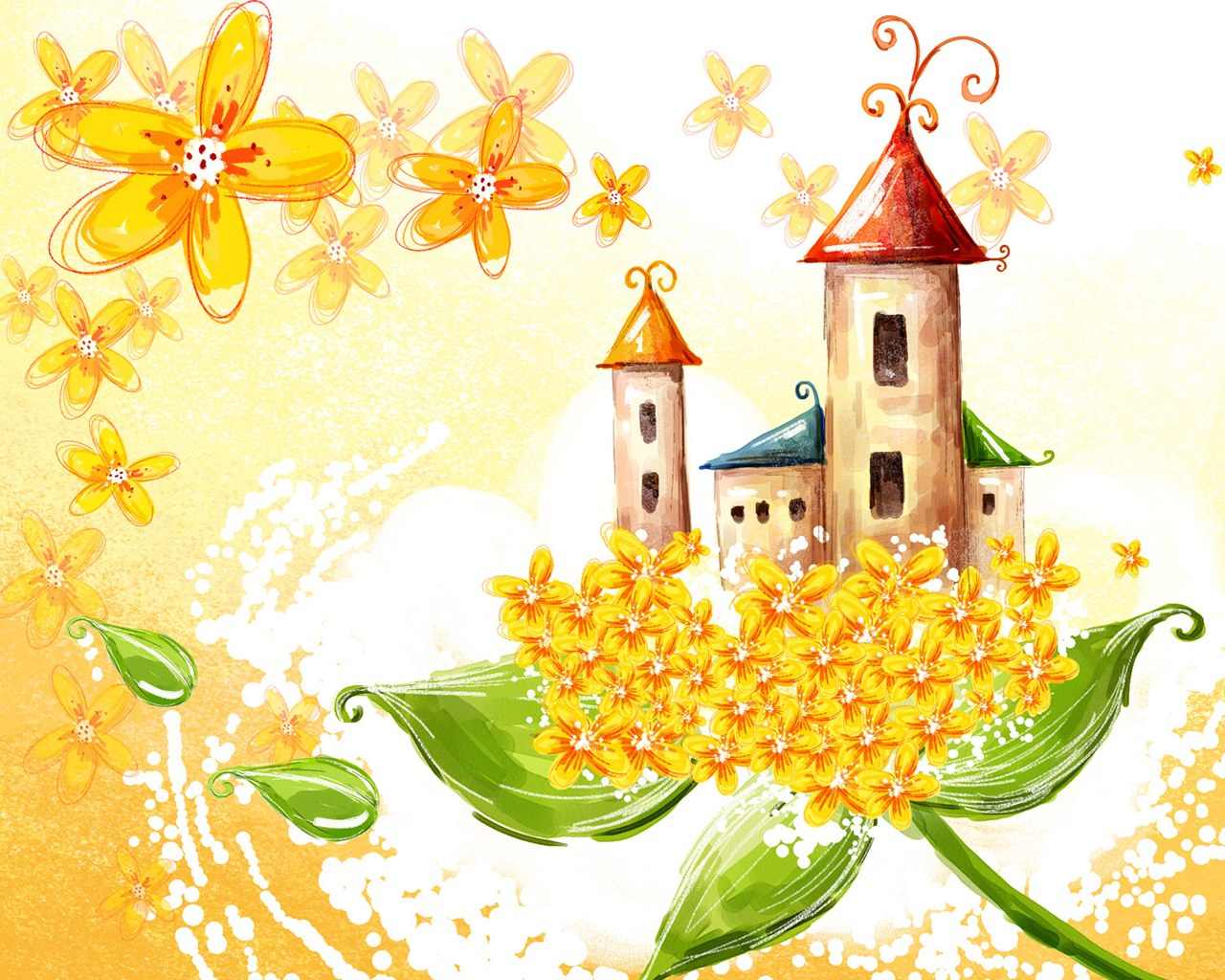 Free download wallpaper Fantasy, Flower, House on your PC desktop