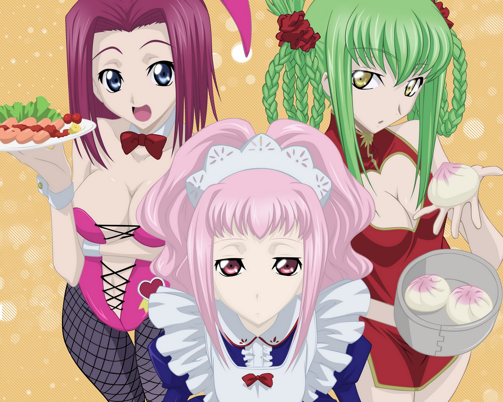 Download mobile wallpaper Anime, Code Geass, C C (Code Geass), Kallen Kōzuki, Anya Alstreim for free.