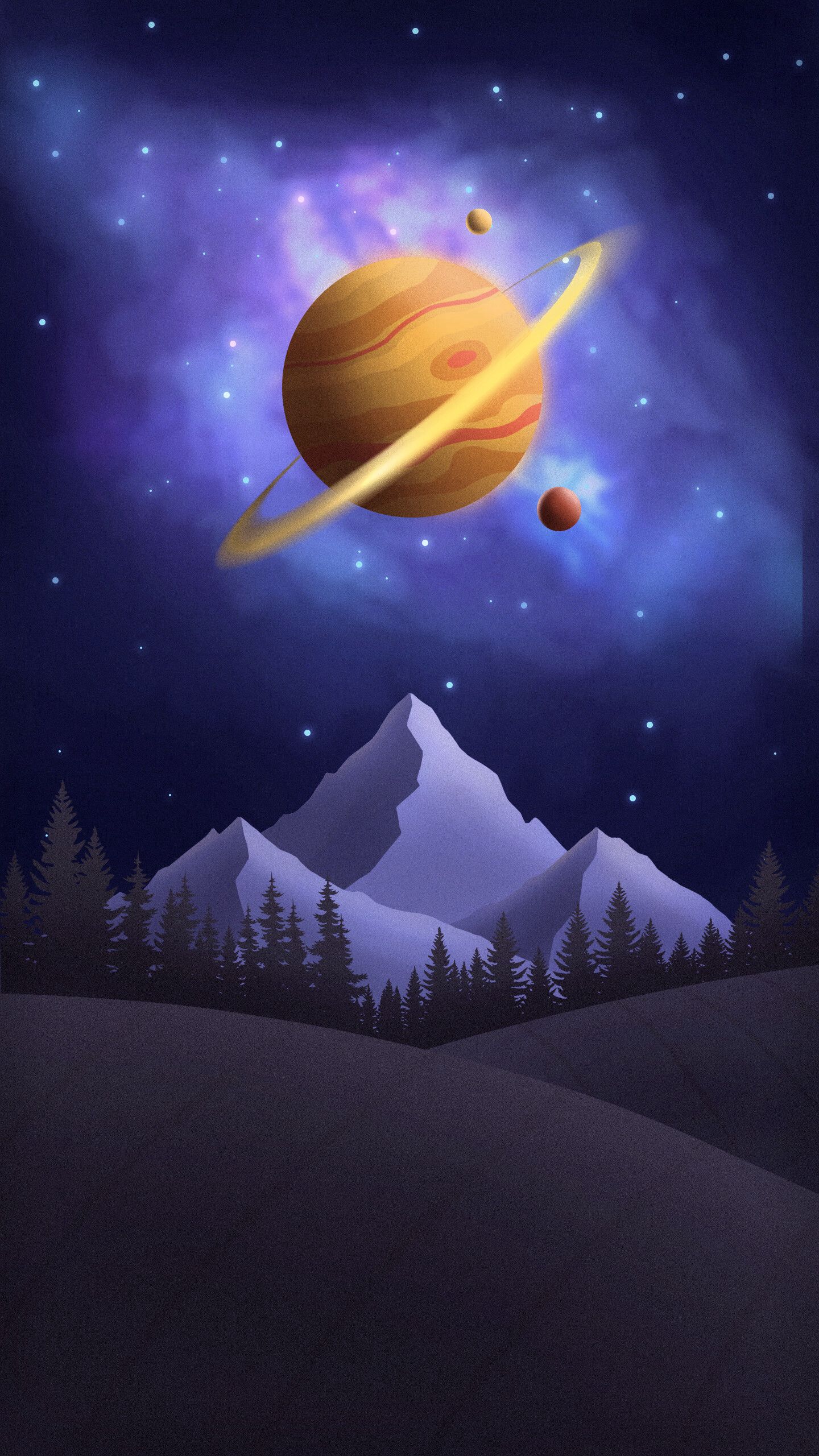 Descarga gratuita de fondo de pantalla para móvil de Montañas, Planeta, Arte, Universo, Saturno.