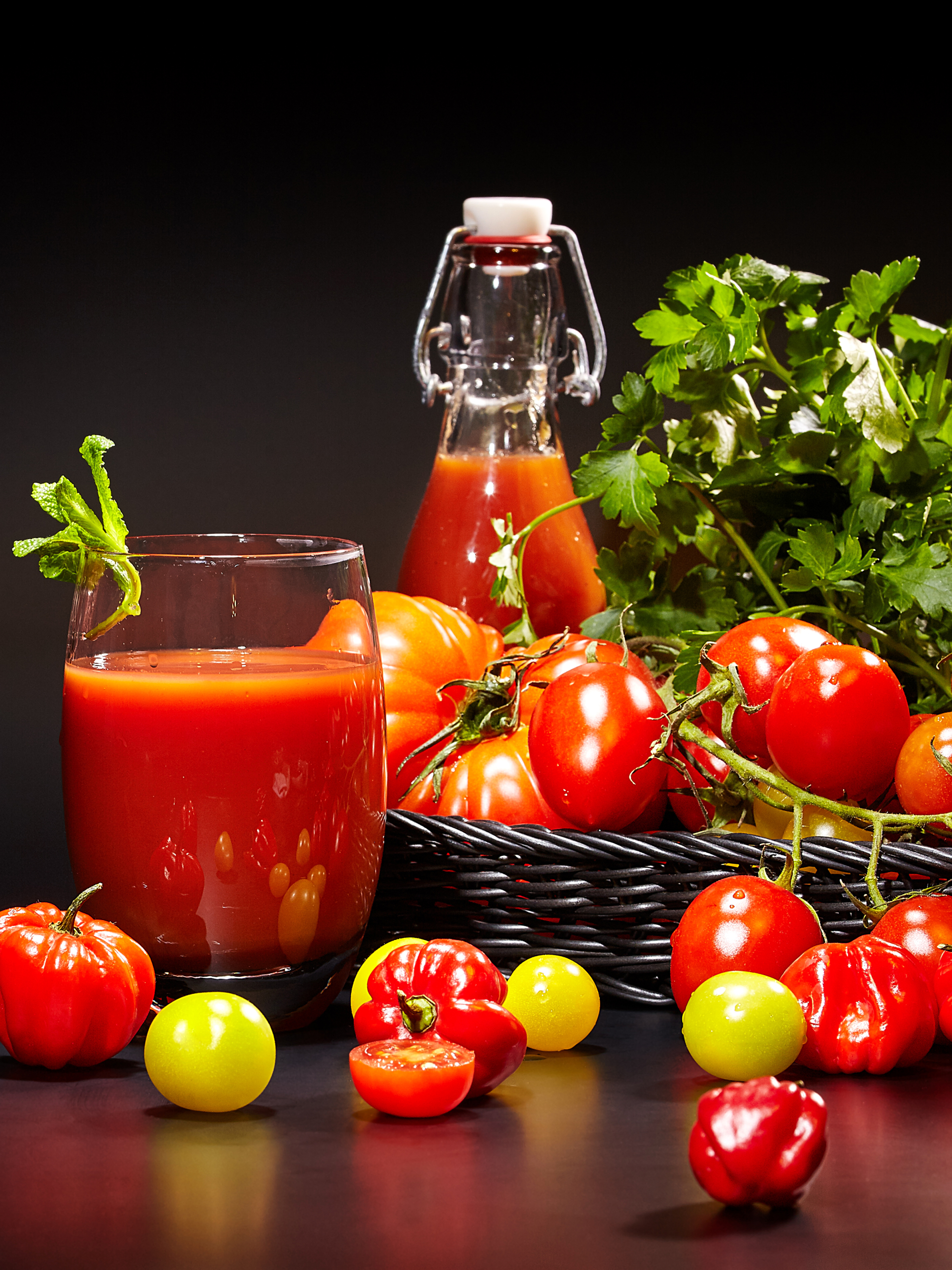 Laden Sie das Obst, Frucht, Tomate, Saft, Nahrungsmittel, Stillleben, Früchte-Bild kostenlos auf Ihren PC-Desktop herunter