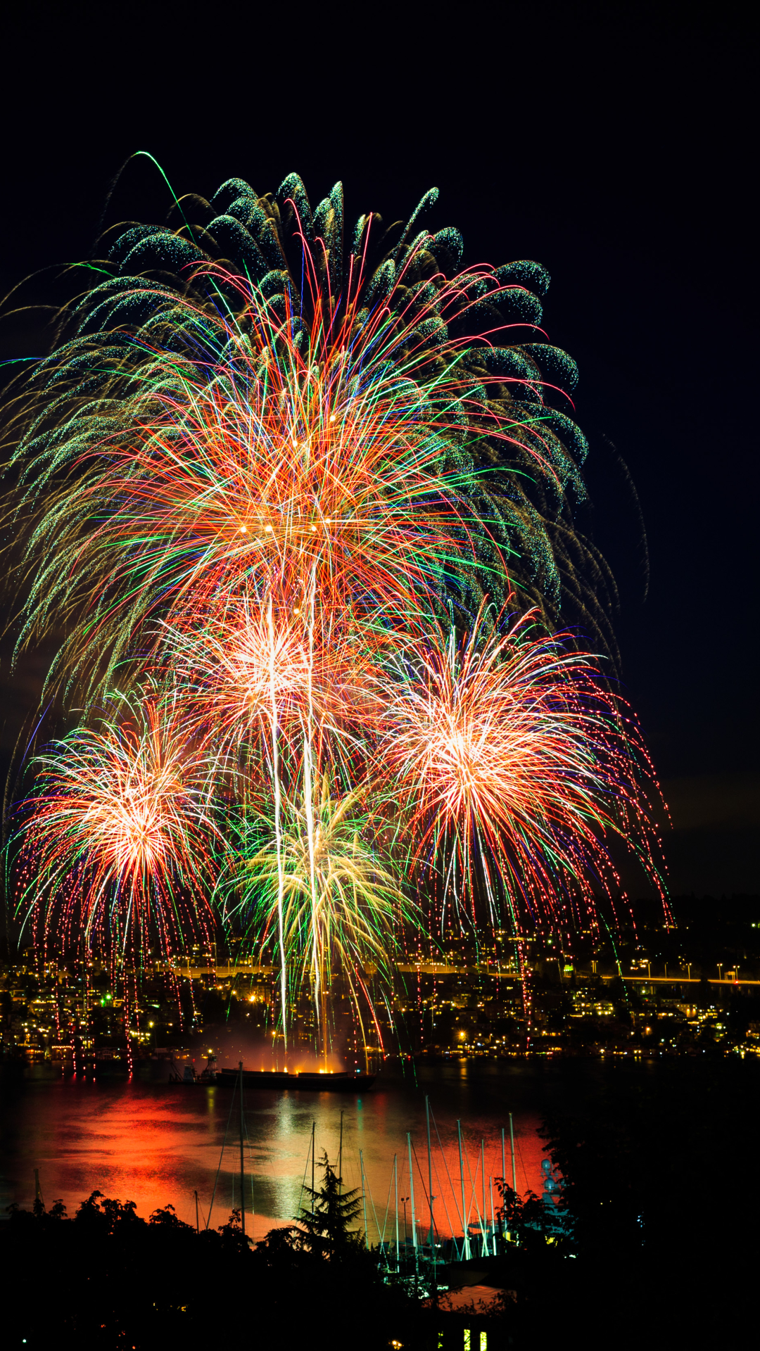 Descarga gratuita de fondo de pantalla para móvil de Noche, Fuegos Artificiales, Fotografía.