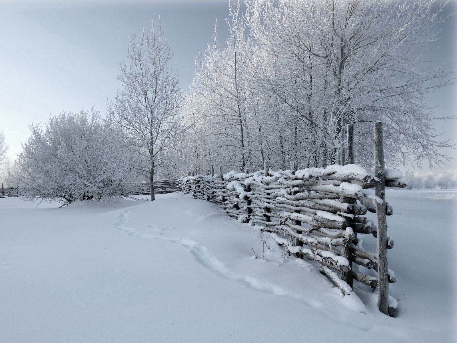 133228 baixar papel de parede inverno, natureza, neve, cerca, traços, cobrir - protetores de tela e imagens gratuitamente