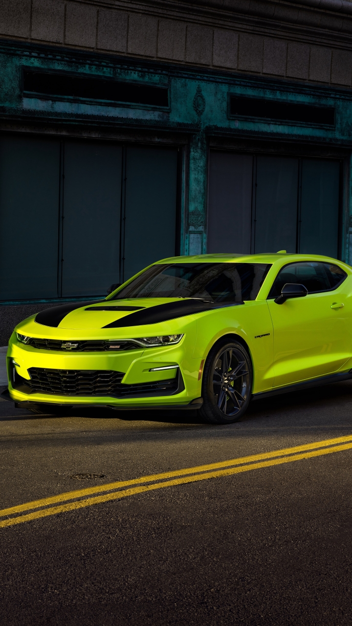 Download mobile wallpaper Chevrolet, Car, Chevrolet Camaro, Muscle Car, Chevrolet Camaro Ss, Vehicle, Vehicles, Green Car for free.