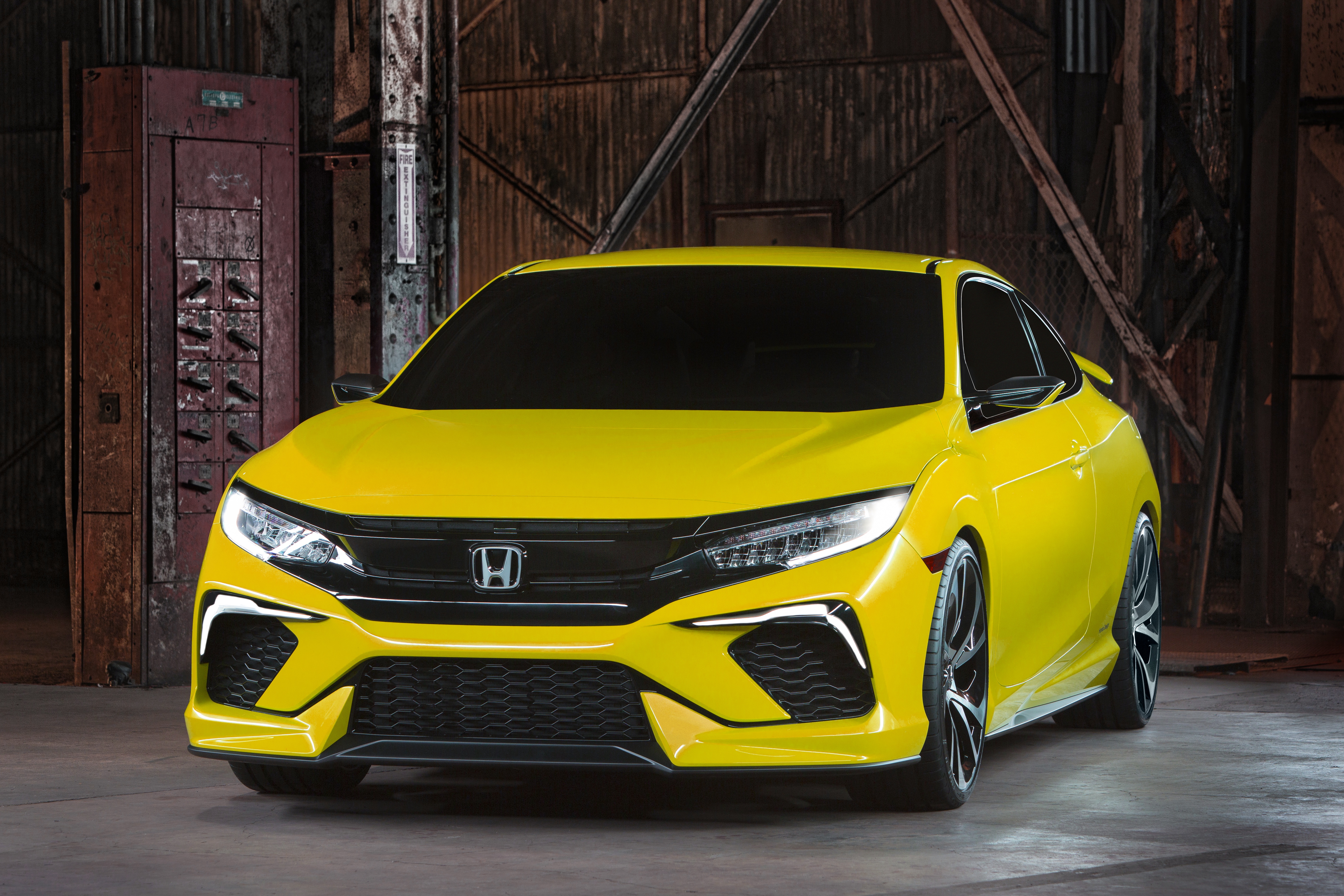 Download mobile wallpaper Honda, Car, Honda Civic, Compact Car, Vehicles, Yellow Car for free.