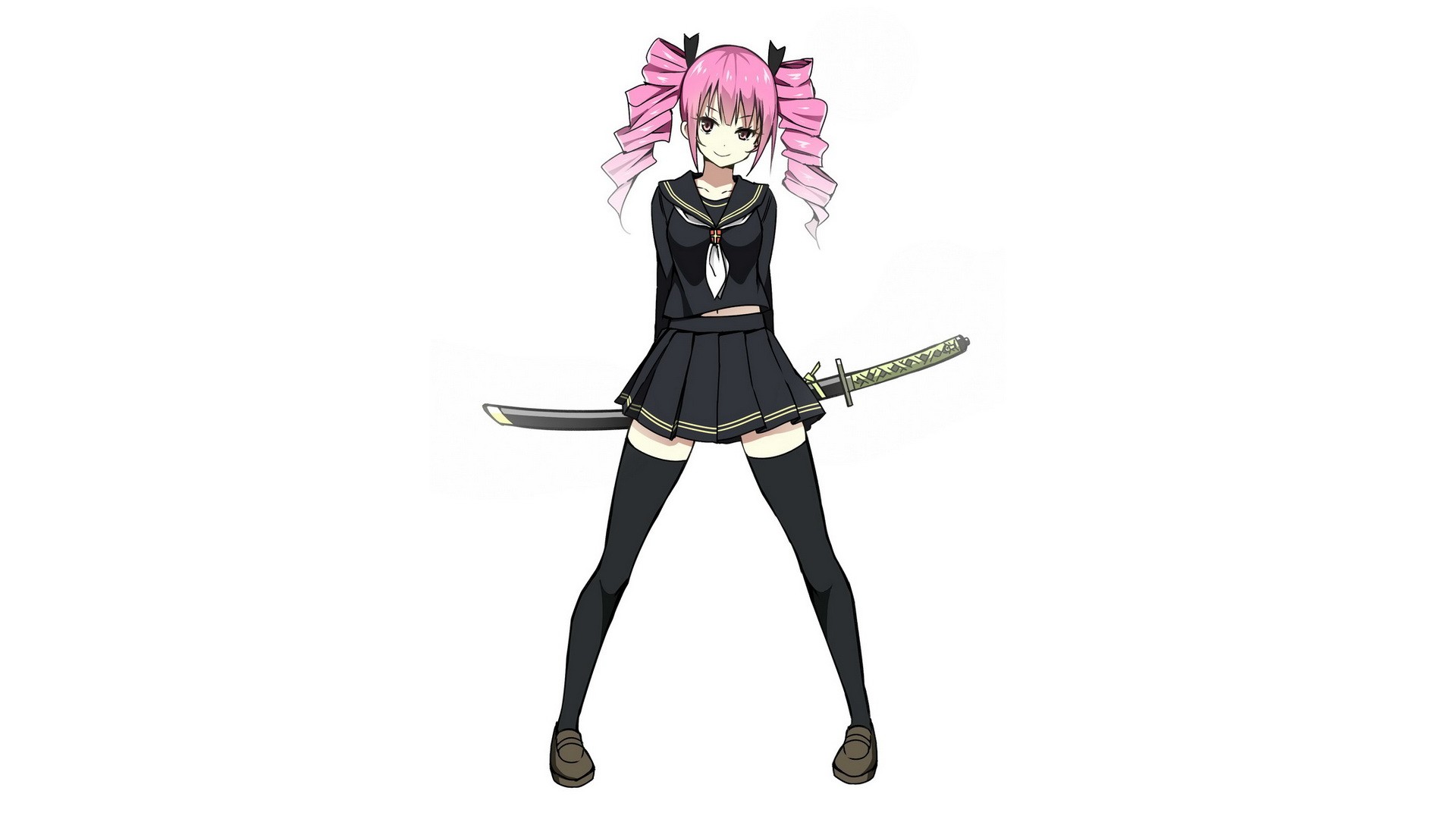Download mobile wallpaper Anime, Weapon, Original, Pink Hair, Katana for free.