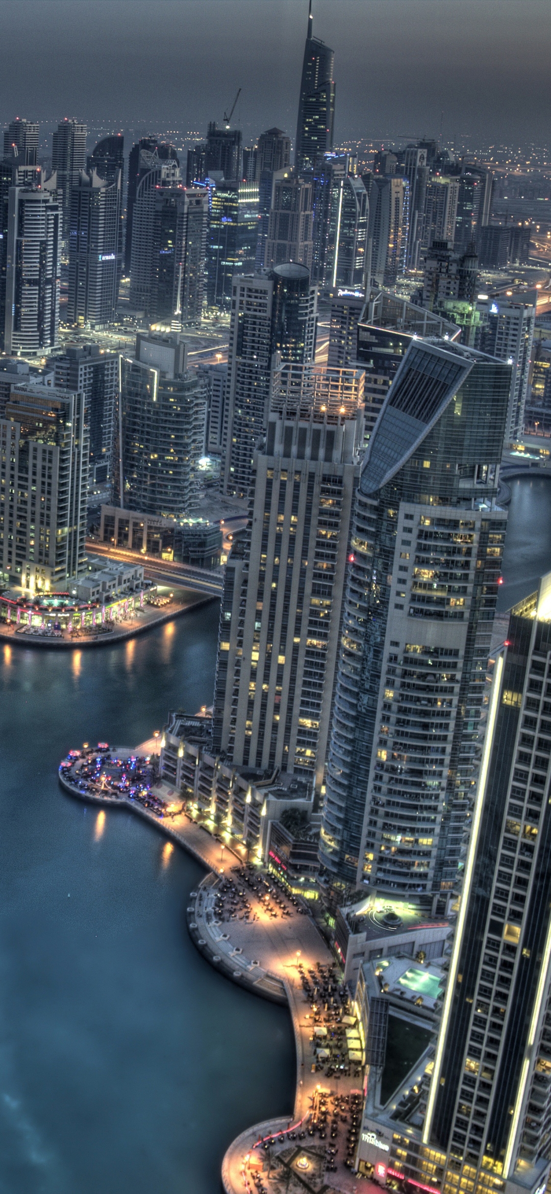Download mobile wallpaper Cities, Night, City, Skyscraper, Building, Dubai, Cityscape, Man Made for free.