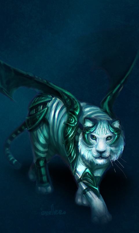 Download mobile wallpaper Fantasy, Tiger, Wings, Magical, Fantasy Animals for free.