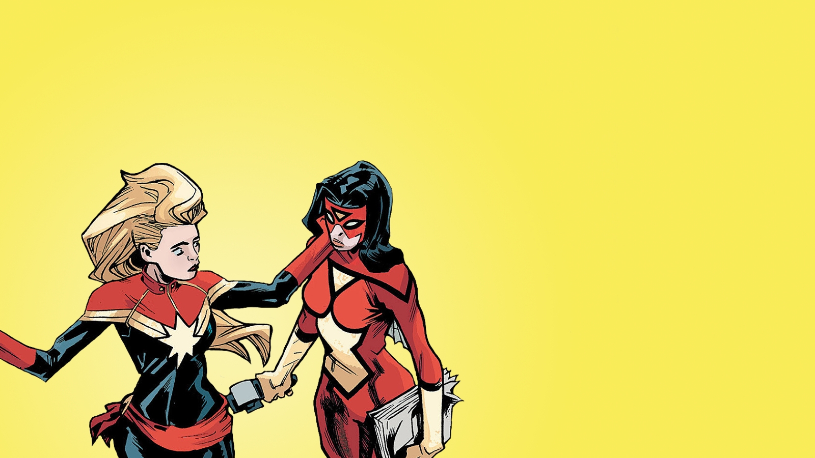 Завантажити шпалери безкоштовно Комікси, Капітан Марвел, Жінка Павук, Комікси Marvel картинка на робочий стіл ПК