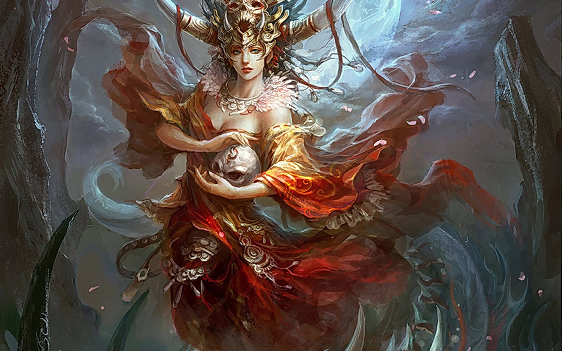 Download mobile wallpaper Fantasy, Skull, Women Warrior, Woman Warrior for free.