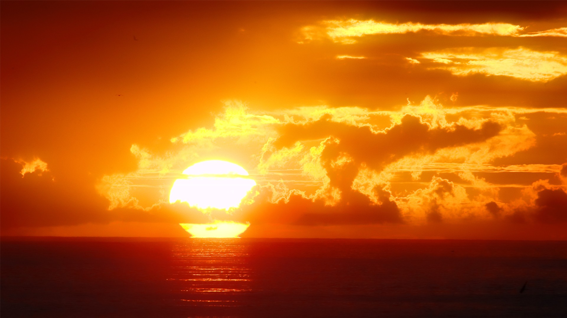 Скачать обои бесплатно Солнце, Горизонт, Океан, Восход, Облако, Земля/природа, Закат Солнца картинка на рабочий стол ПК