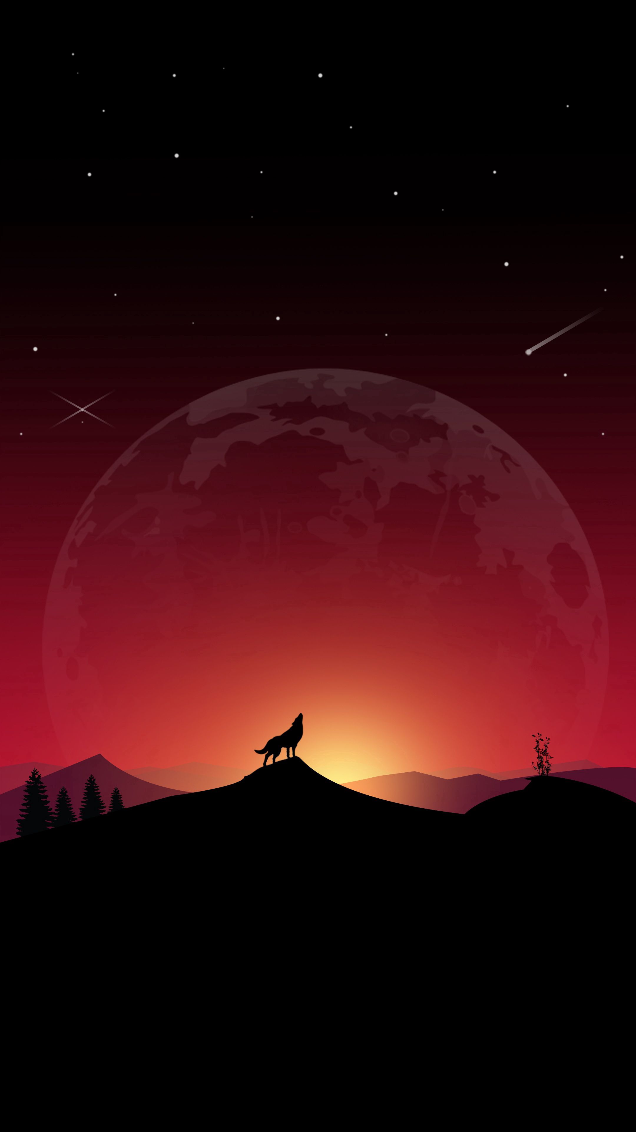 vector, wolf, full moon, howl, art, loneliness HD wallpaper