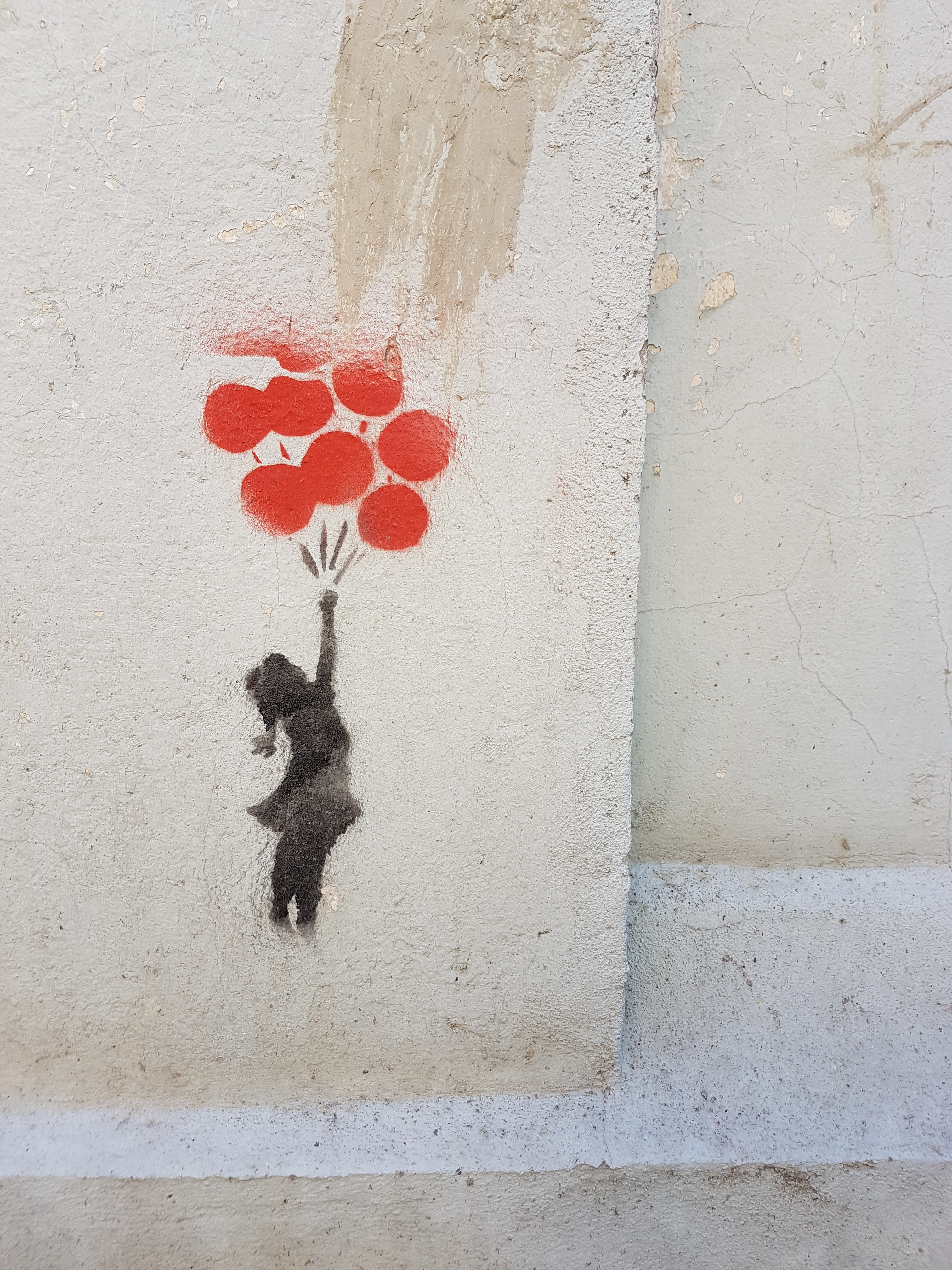 graffiti, art, balloons, paint, wall, child, street art