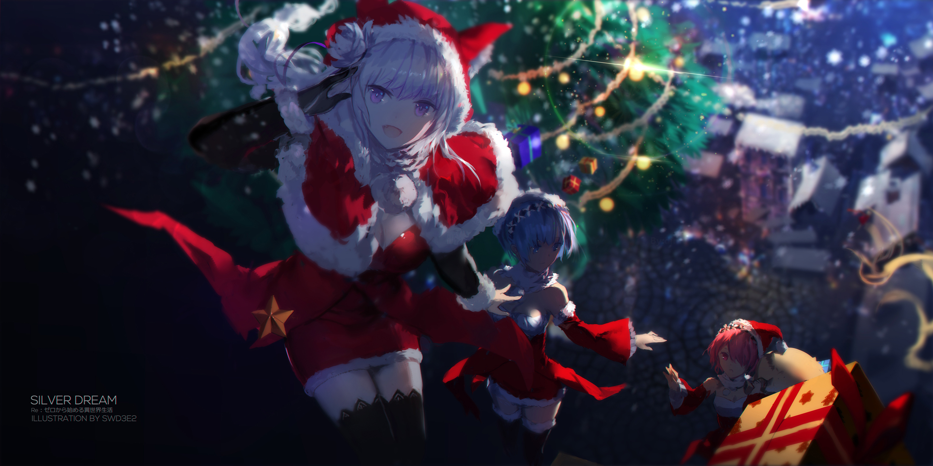 Free download wallpaper Anime, Christmas, Emilia (Re:zero), Re:zero Starting Life In Another World, Ram (Re:zero), Rem (Re:zero) on your PC desktop