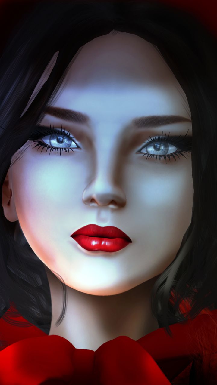 Download mobile wallpaper Fantasy, Face, Blue Eyes, Lipstick, Red Riding Hood for free.