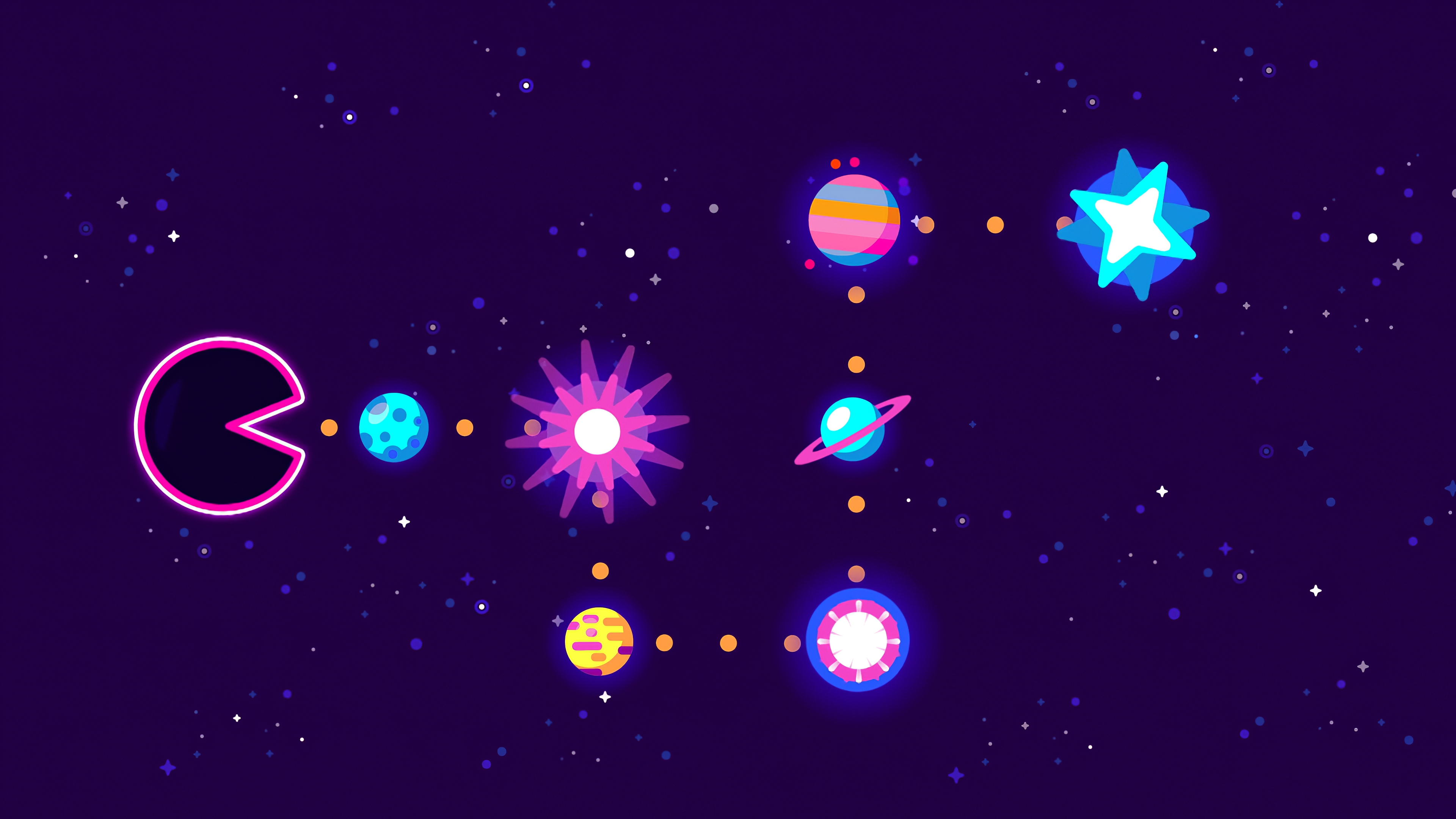 Download mobile wallpaper Planets, Space, Planet, Sci Fi, Pac Man, Minimalist for free.