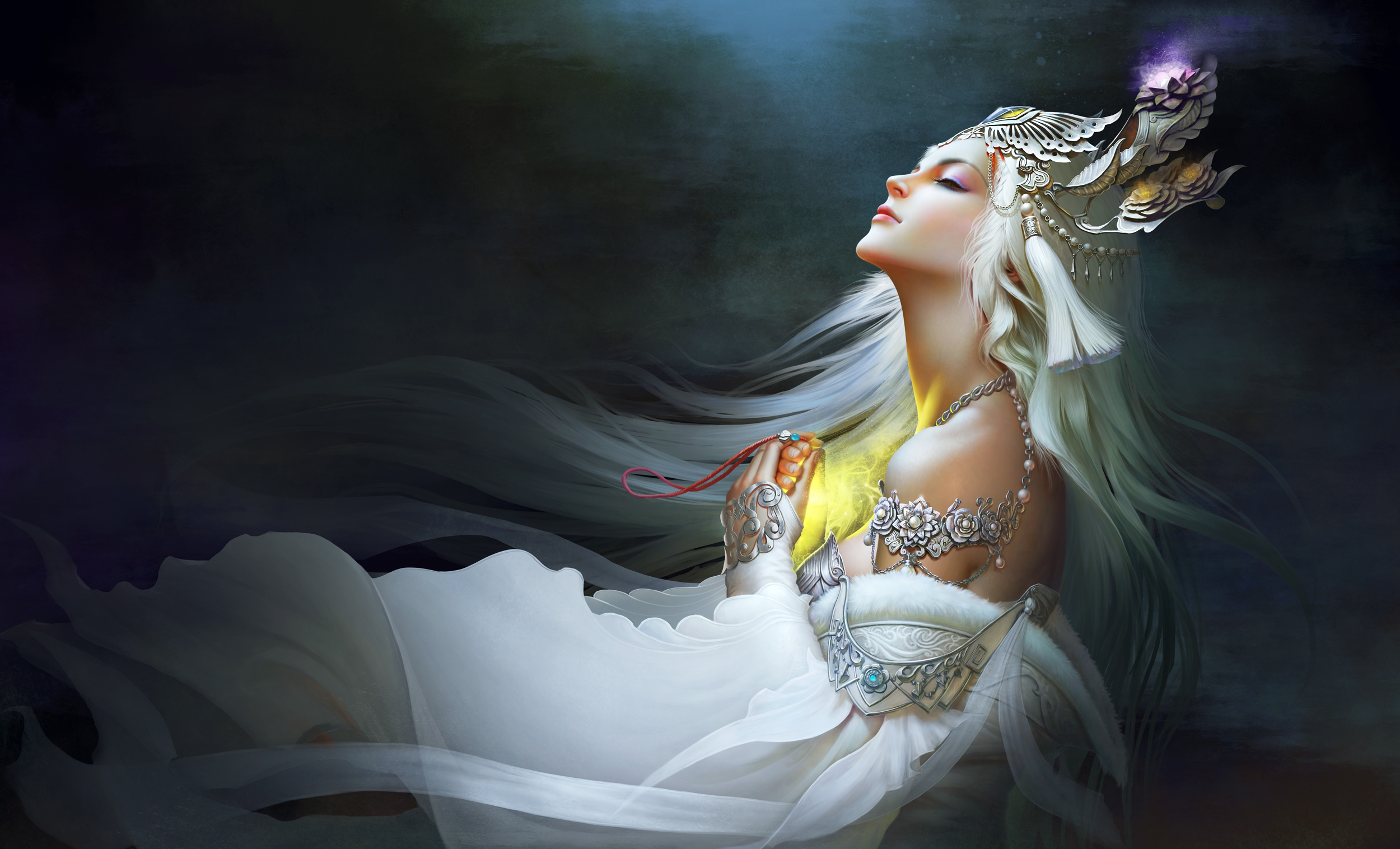 Free download wallpaper Fantasy, Women, White Hair on your PC desktop