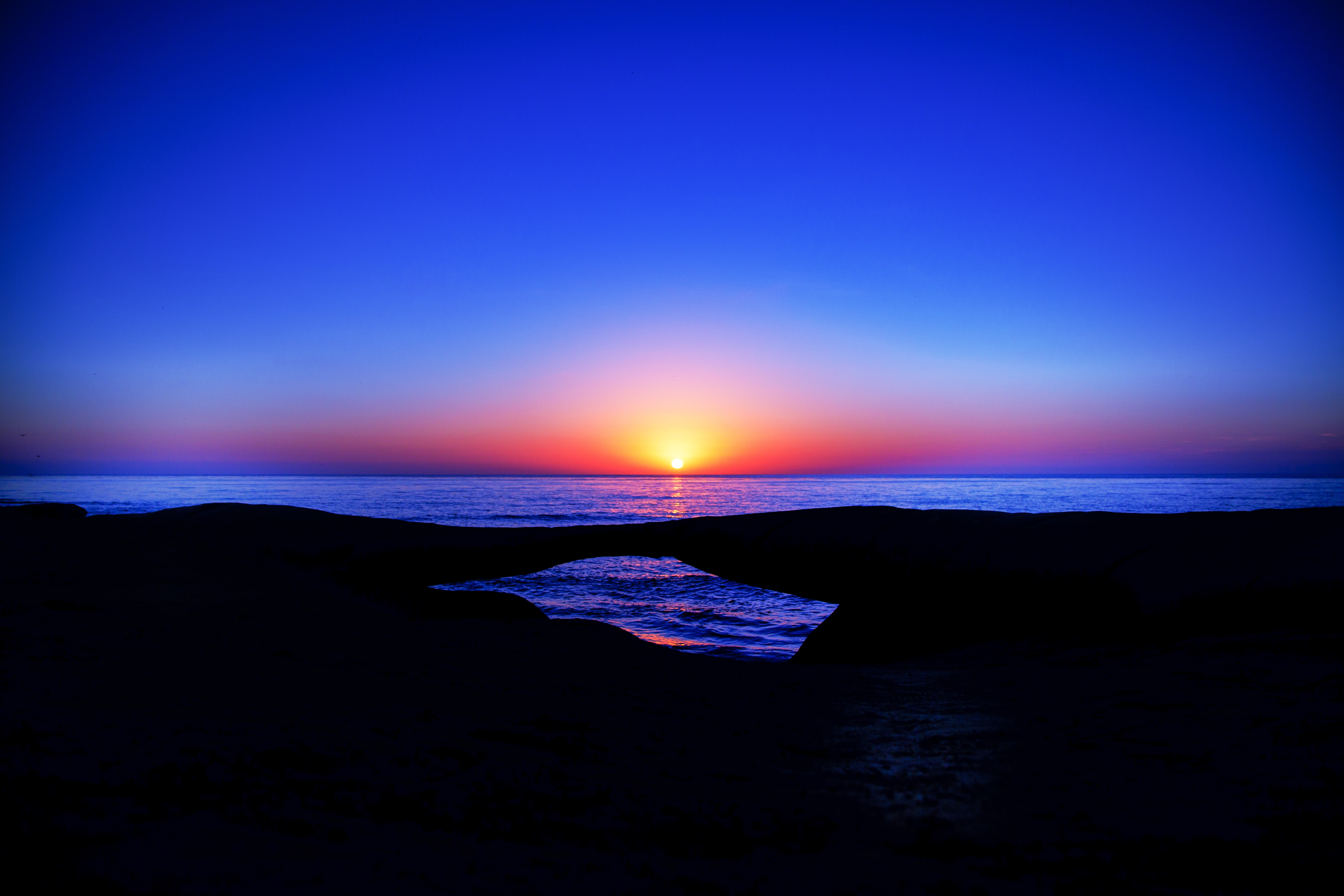 157532 Hintergrundbild herunterladen sunset, natur, horizont, sky, sea, sun - Bildschirmschoner und Bilder kostenlos