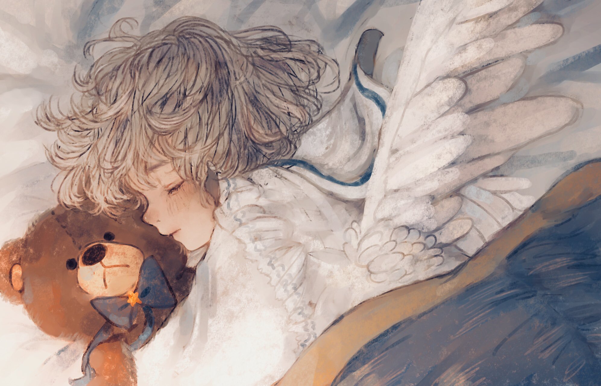 Free download wallpaper Anime, Angel, Sleeping on your PC desktop