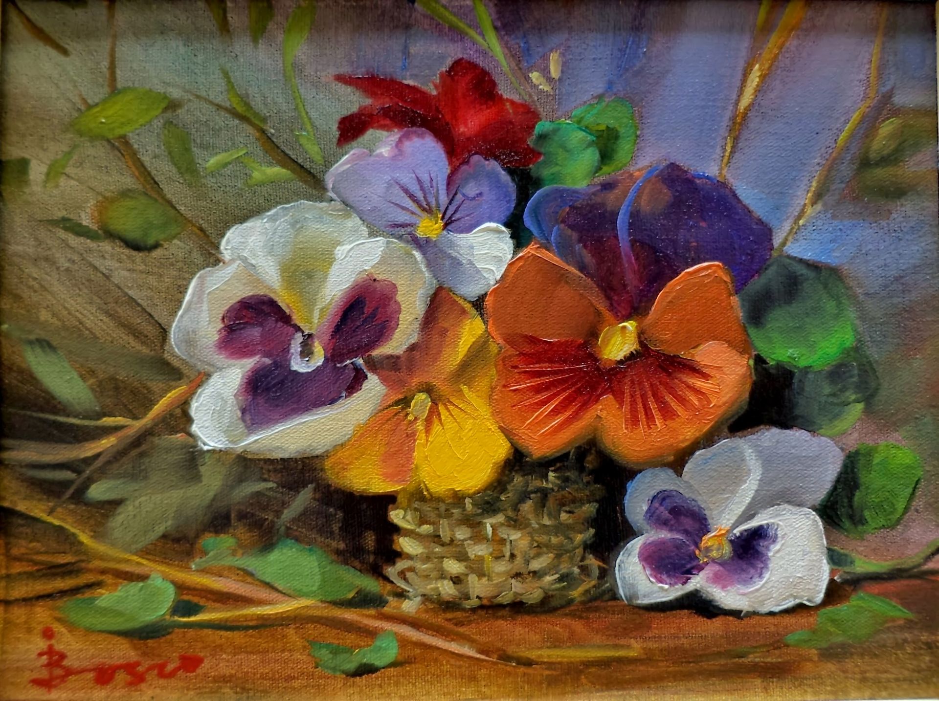 Download mobile wallpaper Flower, Colors, Colorful, Painting, Artistic, Pansy for free.