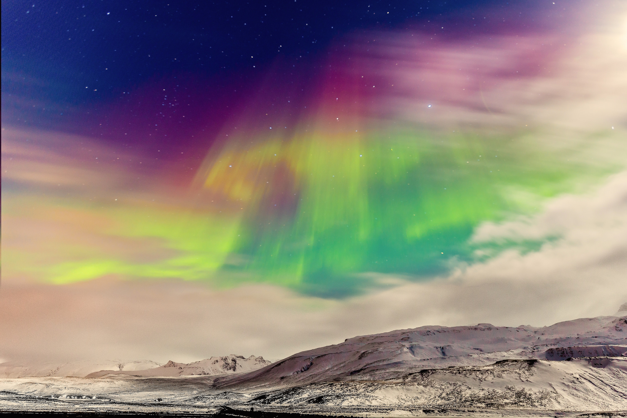 Download mobile wallpaper Landscape, Winter, Nature, Stars, Snow, Light, Earth, Aurora Borealis, Norway for free.