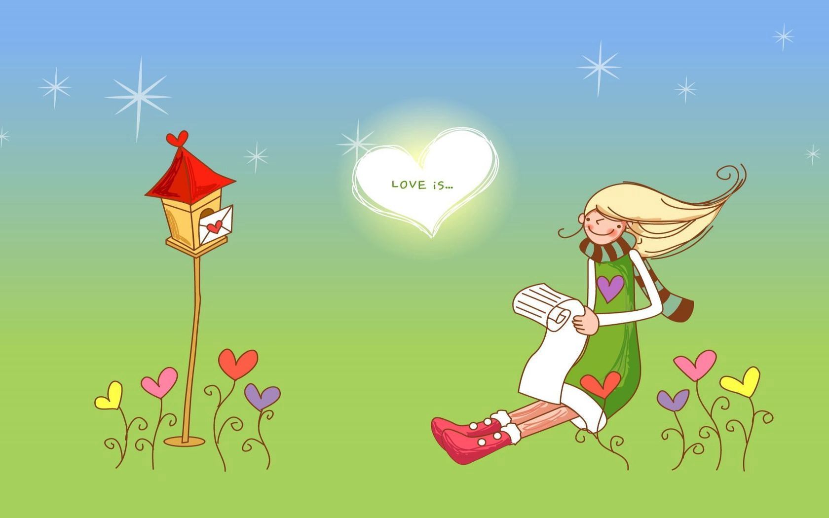 letter, grass, love, picture, drawing, girl, expectation, waiting HD wallpaper