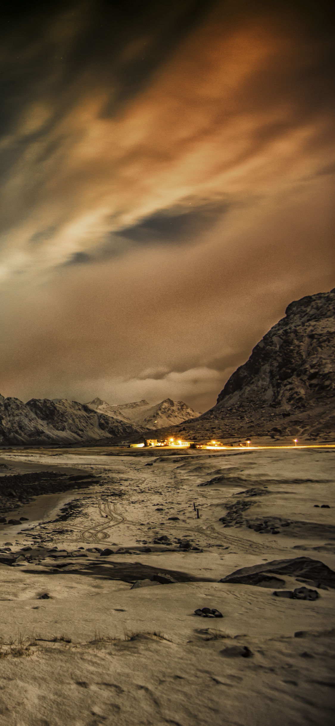 Download mobile wallpaper Beach, Earth, Aurora Borealis, Arctic, Norway, Lofoten Islands for free.