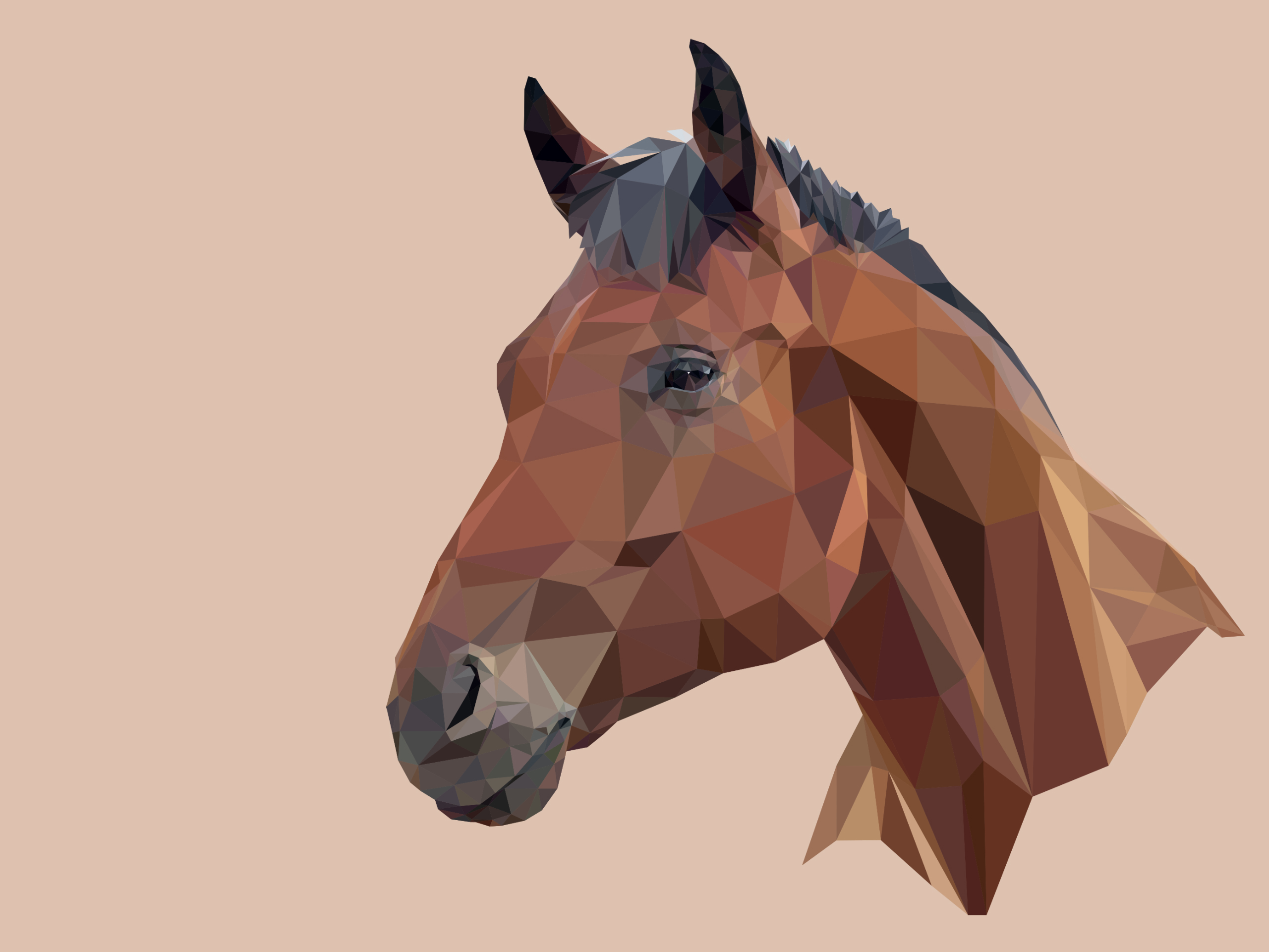 Download mobile wallpaper Abstract, Horse, Facets, Polygon, Low Poly, Minimalist for free.