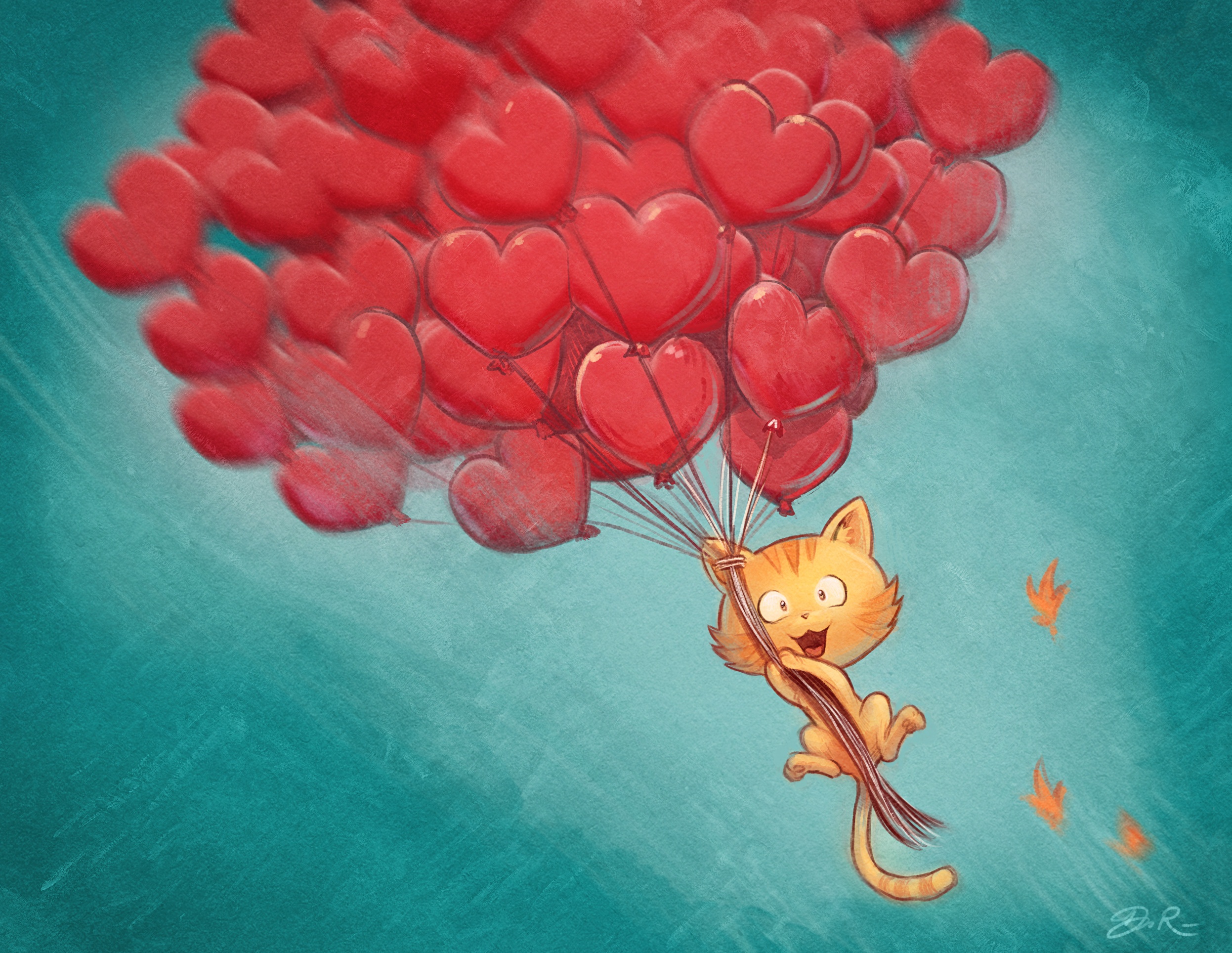 Download mobile wallpaper Fantasy, Cat, Balloon, Fantasy Animals for free.