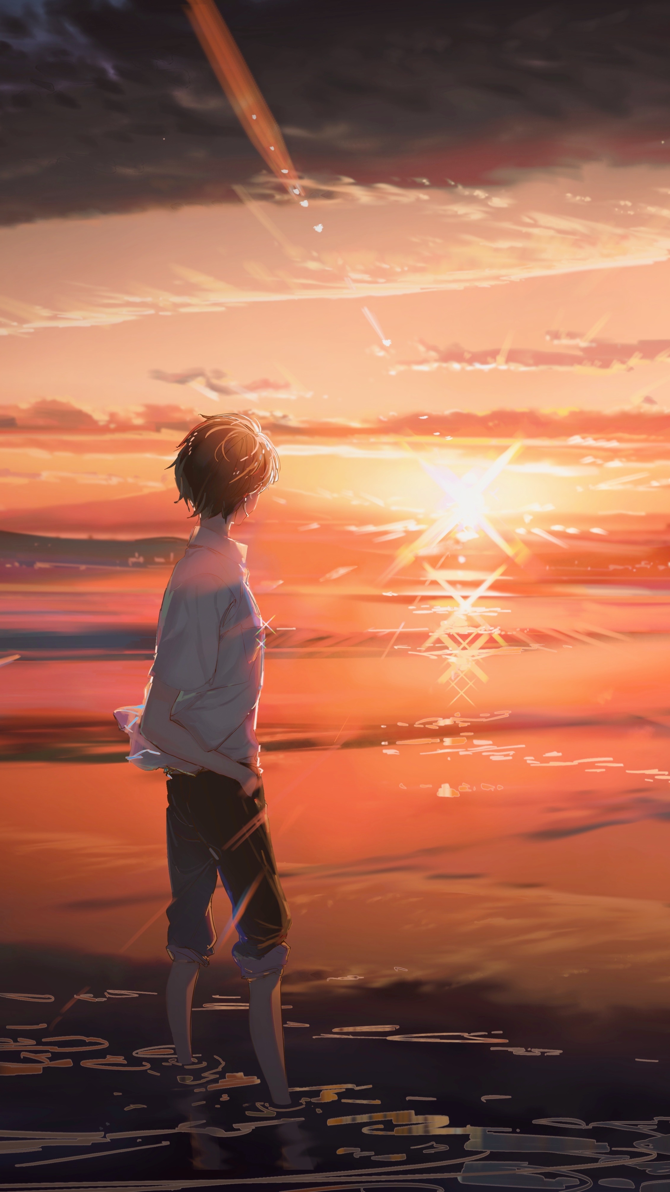 Download mobile wallpaper Anime, Sunset, Sunrise for free.