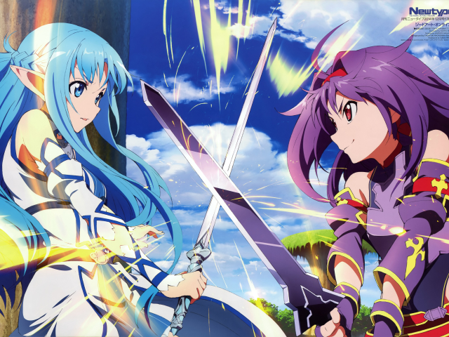 Descarga gratuita de fondo de pantalla para móvil de Sword Art Online, Batalla, Espada, Animado, Asuna Yuuki, Espada Arte En Línea Ii, Yuuki Konno.