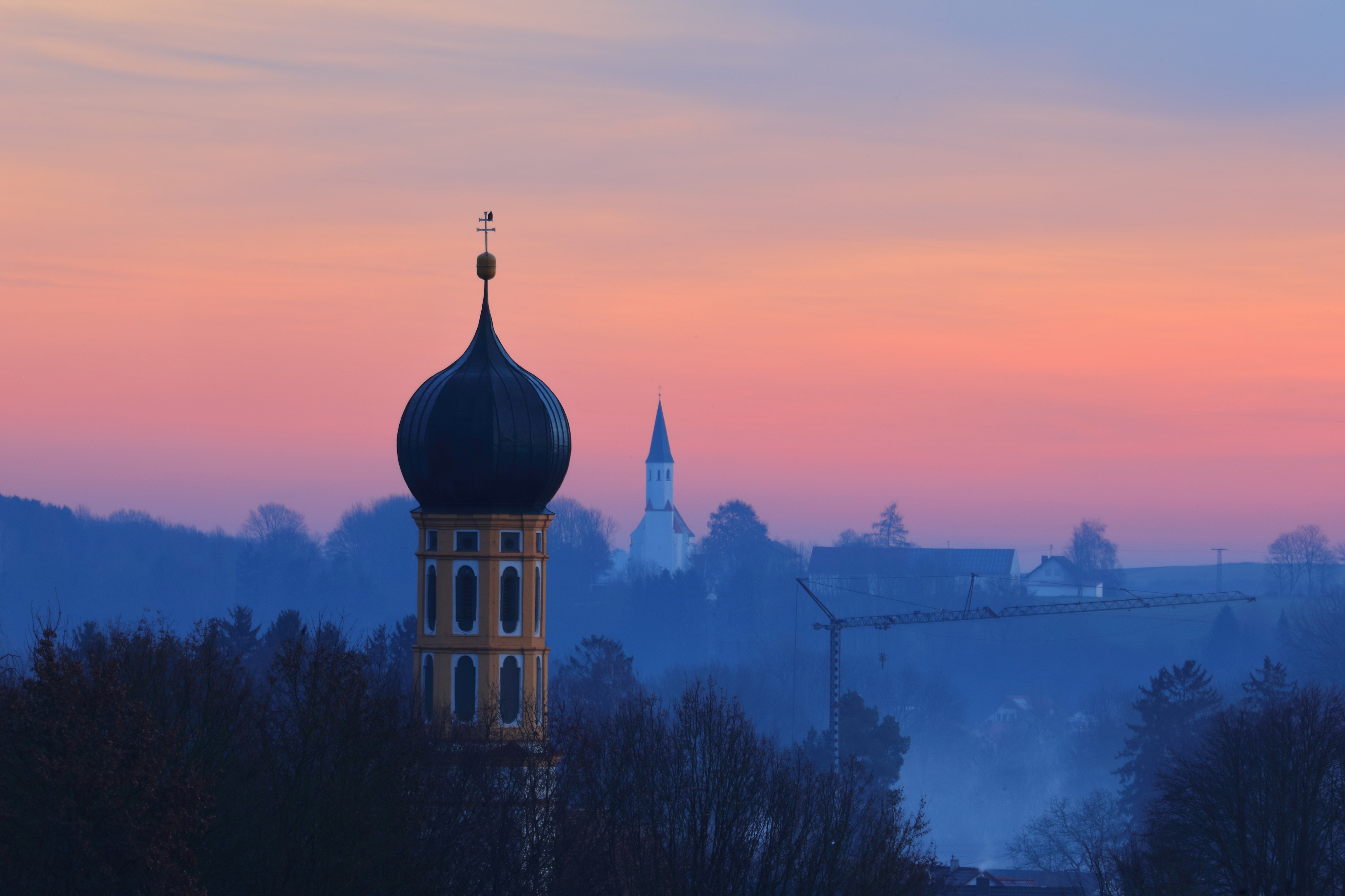 Free download wallpaper Sunrise, Church, Dome, Churches, Religious on your PC desktop
