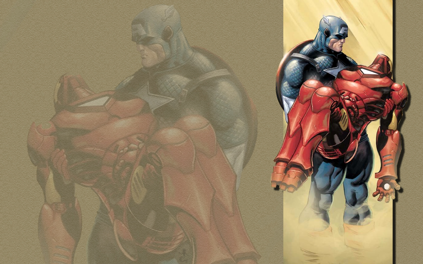 Скачать картинку Капитан Америка, Железный Человек, Комиксы в телефон бесплатно.