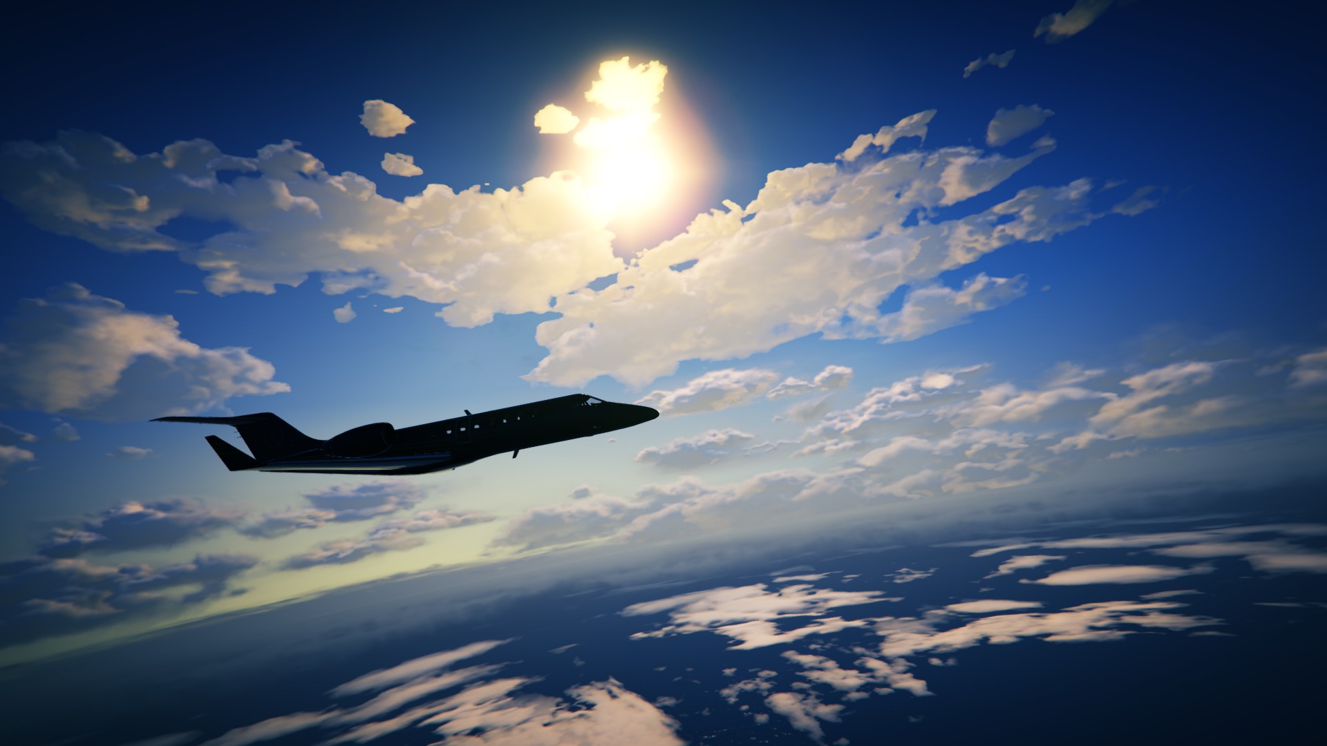 Download mobile wallpaper Sky, Sun, Airplane, Cloud, Video Game, Grand Theft Auto, Grand Theft Auto V for free.