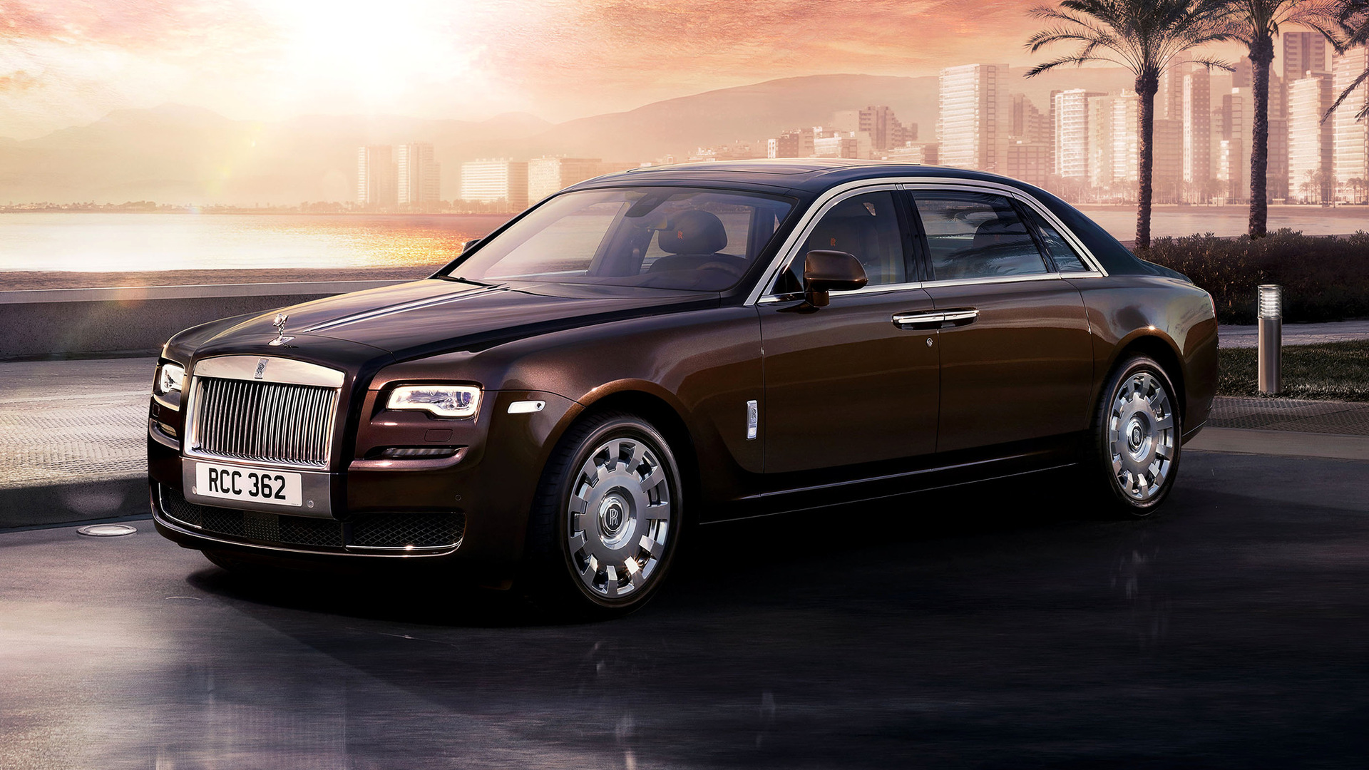 Download mobile wallpaper Rolls Royce, Car, Vehicles, Full Size Car, Rolls Royce Ghost, Brown Car for free.