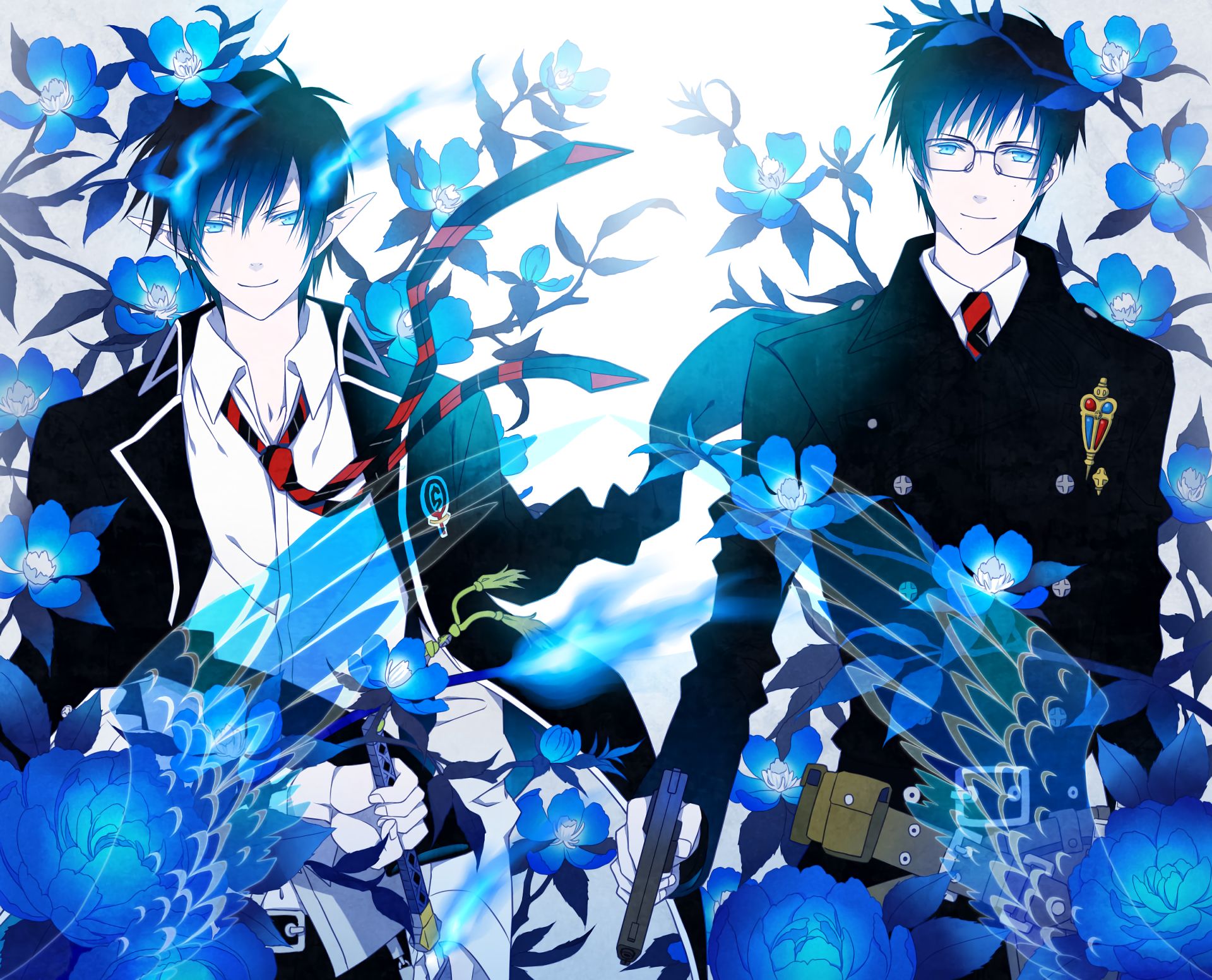 Laden Sie das Animes, Blue Exorcist, Rin Okumura, Yukio Okumura-Bild kostenlos auf Ihren PC-Desktop herunter