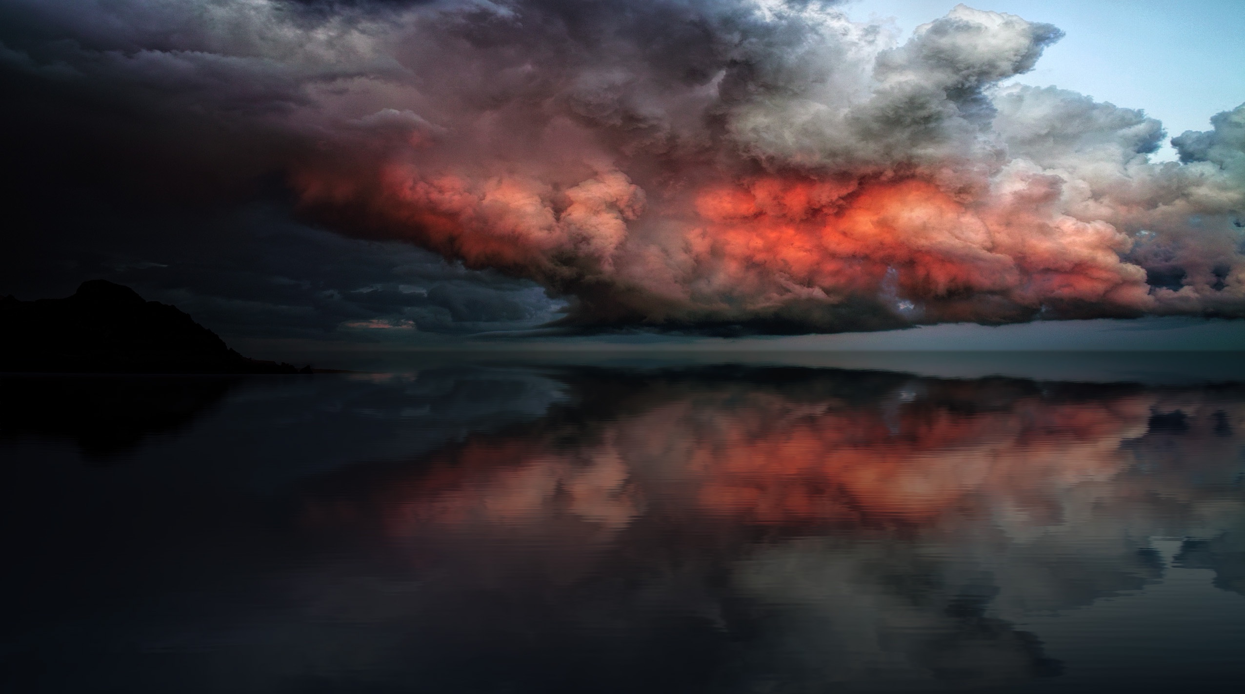 Free download wallpaper Nature, Horizon, Reflection, Ocean, Earth, Cloud on your PC desktop