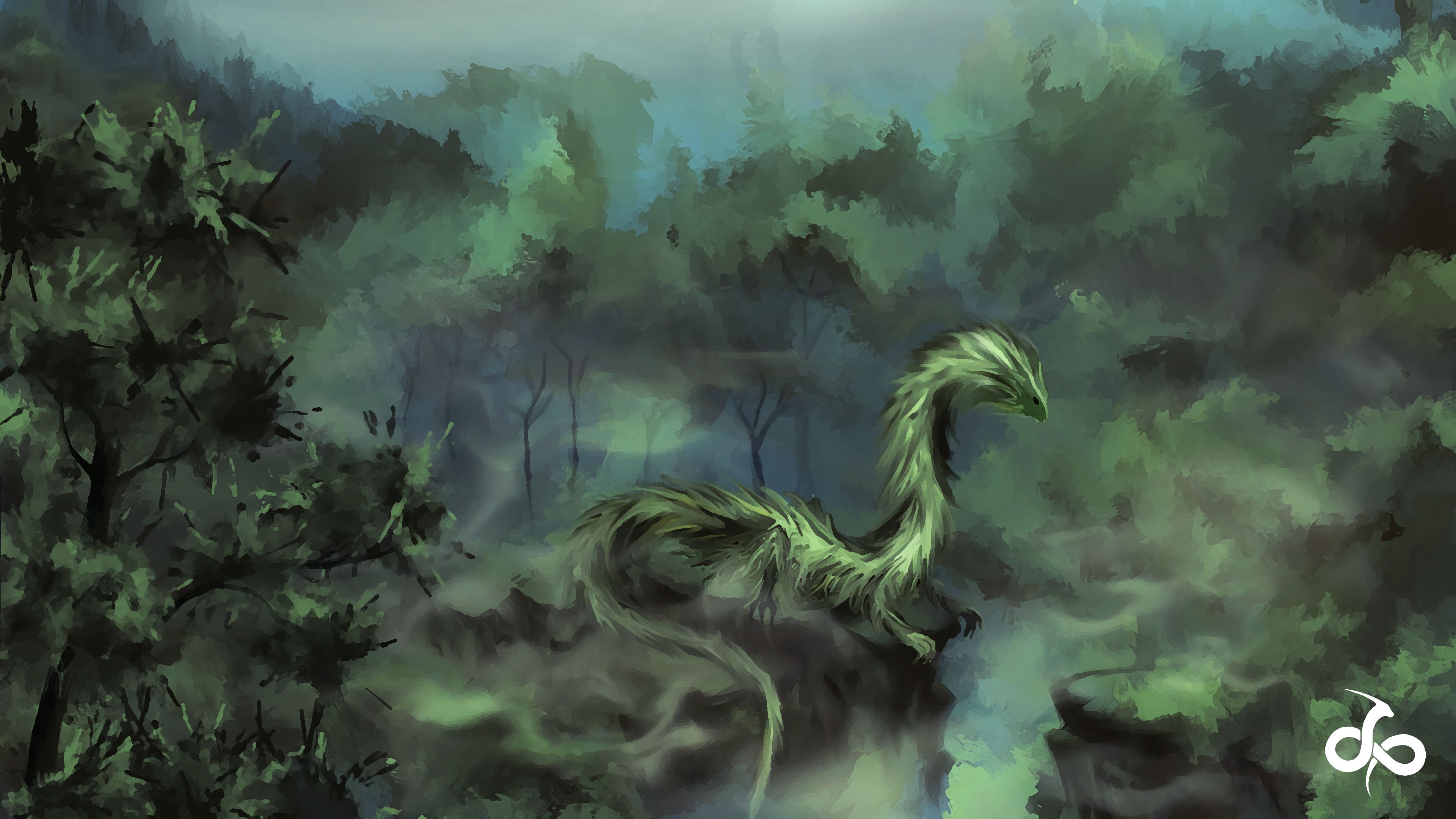 Free download wallpaper Fantasy, Forest, Dragon on your PC desktop