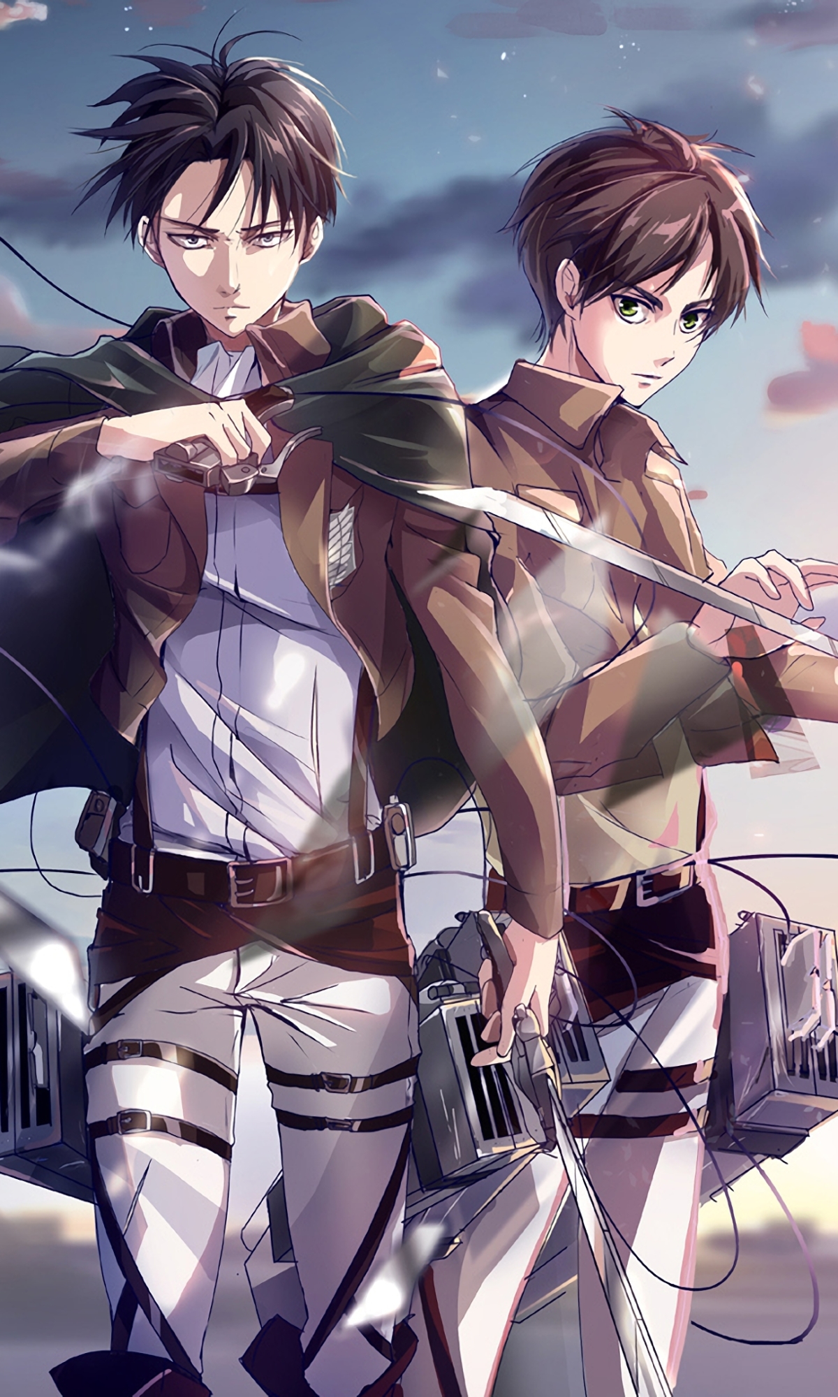 Handy-Wallpaper Animes, Eren Jäger, Attack On Titan, Levi Ackermann kostenlos herunterladen.