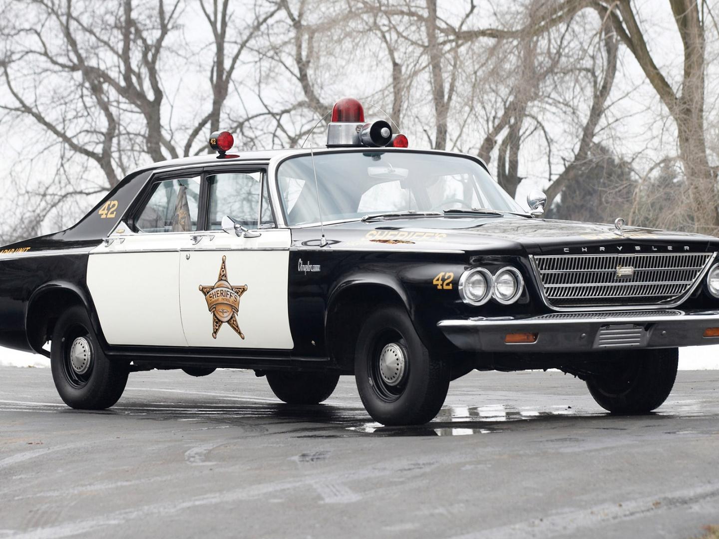 Laden Sie das Chrysler, Fahrzeuge, 1963 Chrysler Newport Polizeikreuzer-Bild kostenlos auf Ihren PC-Desktop herunter