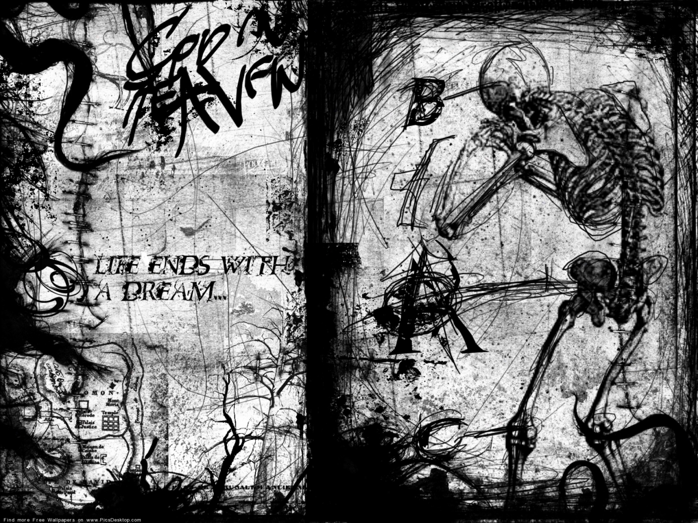 death, gray, skeletons, fantasy