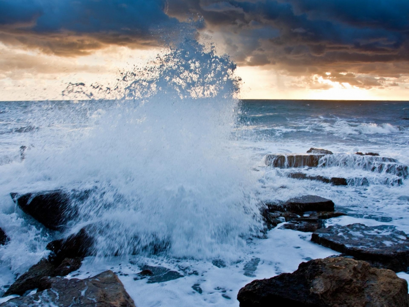 Free download wallpaper Landscape, Stones, Sea, Waves on your PC desktop