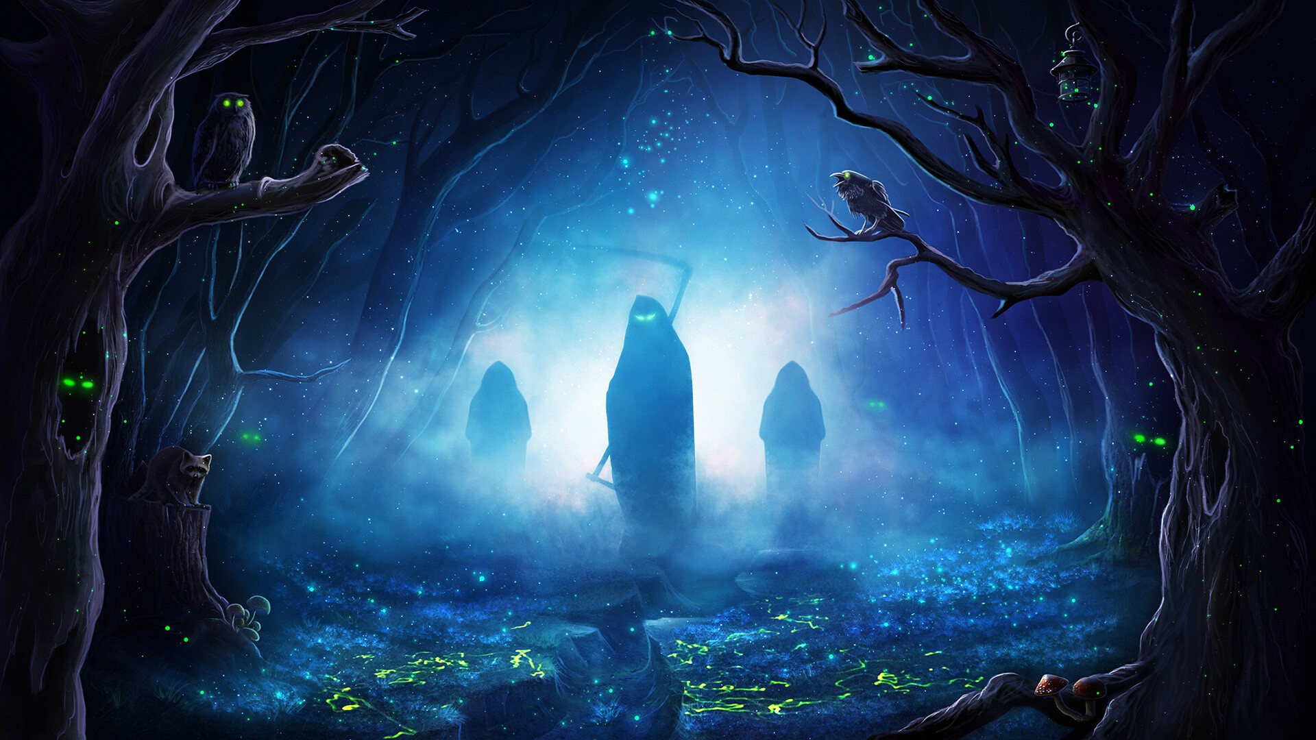 Free download wallpaper Night, Dark, Fog, Creepy, Grim Reaper on your PC desktop