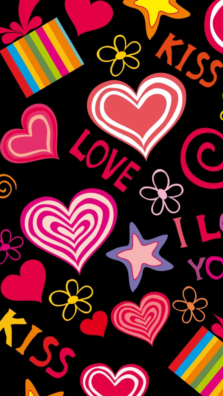 無料モバイル壁紙コラージュ, 語, 愛する, バレンタイン・デー, 心臓, ホリデーをダウンロードします。