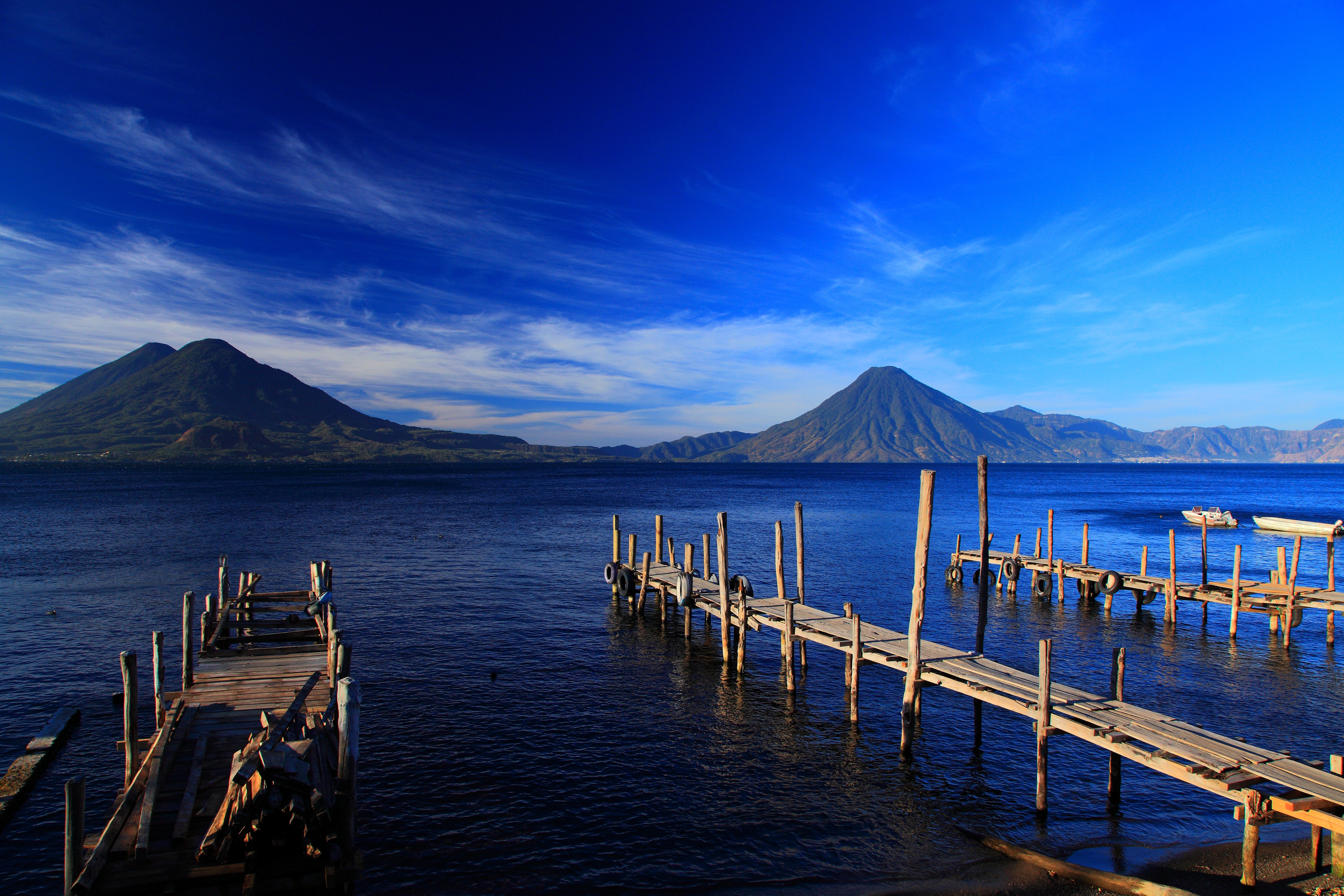 Download mobile wallpaper Shore, Bank, Nature, Guatemala, Mountains, Island for free.