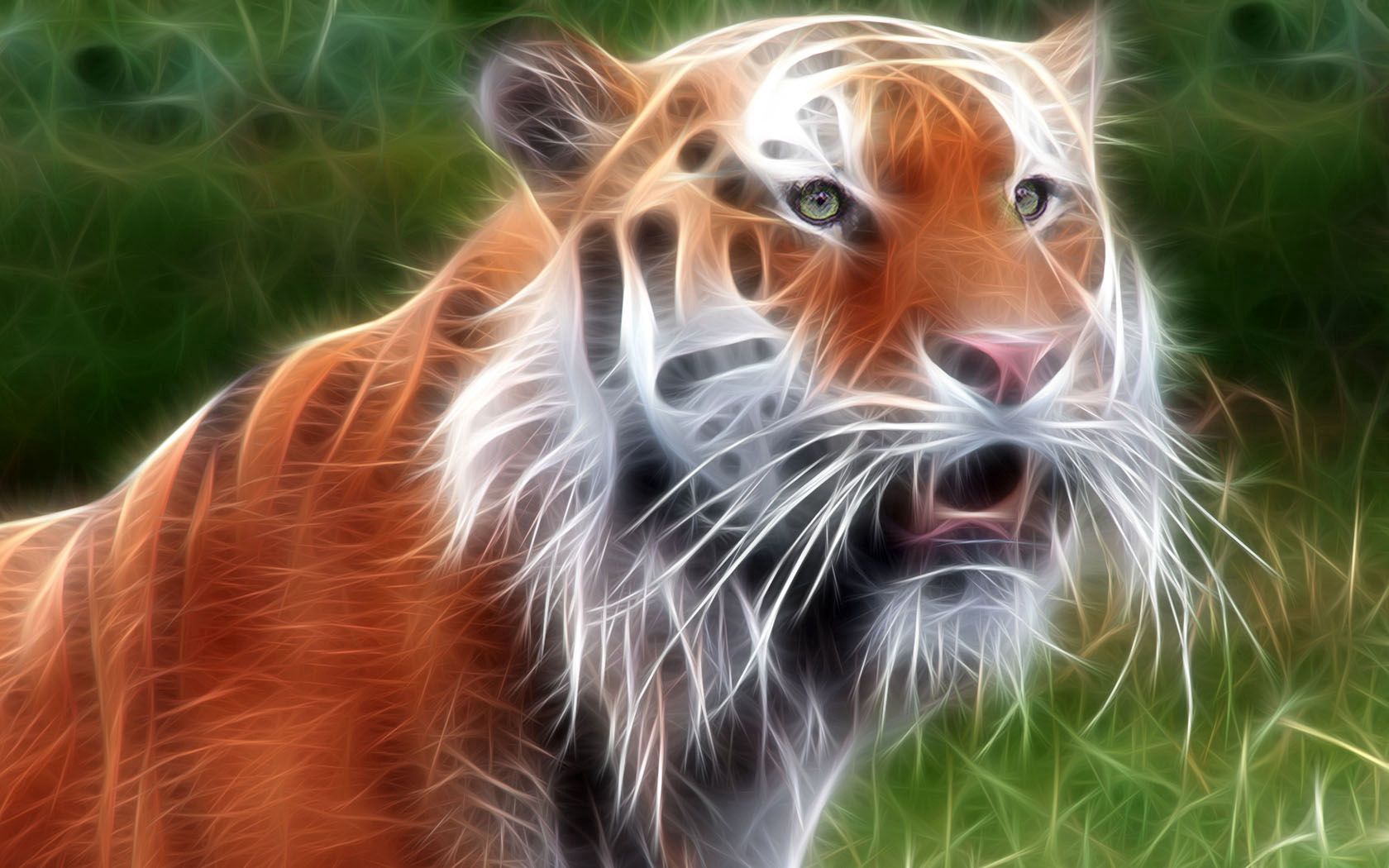 Free download wallpaper Shine, Light, Muzzle, Tiger, Abstract, Lines, Glow on your PC desktop