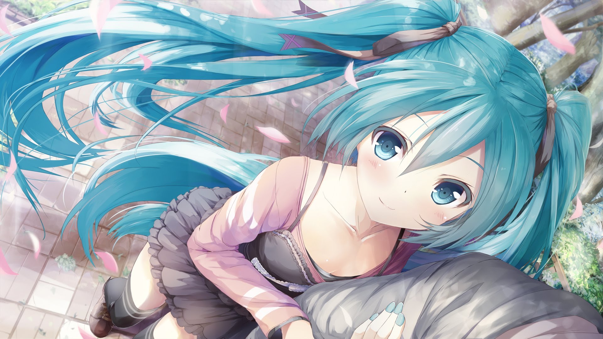 Download mobile wallpaper Anime, Vocaloid, Blue Hair, Hatsune Miku, Long Hair, Aqua Eyes, Twintails for free.