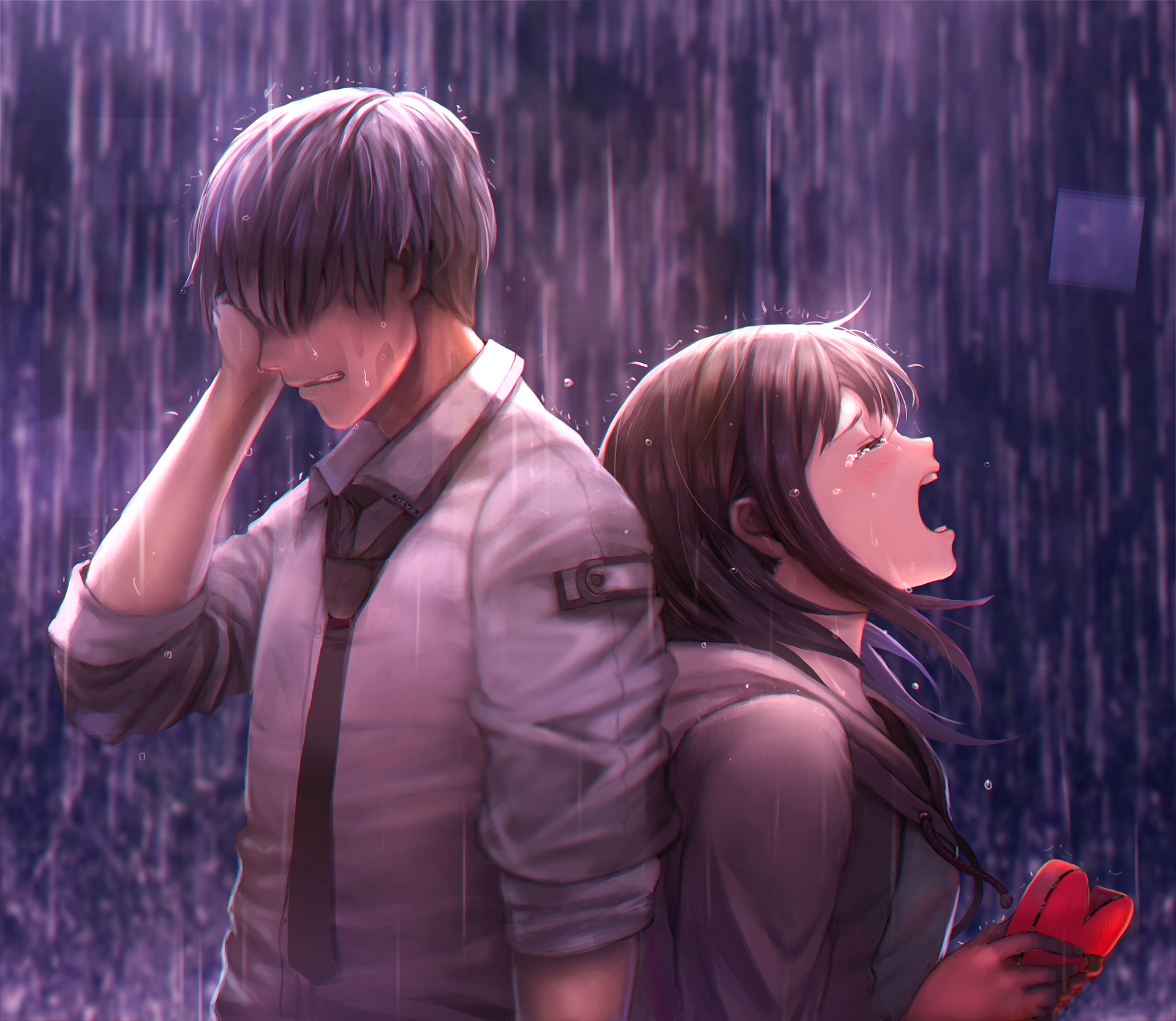 Download mobile wallpaper Anime, Rain, Sad, Tears, Original for free.