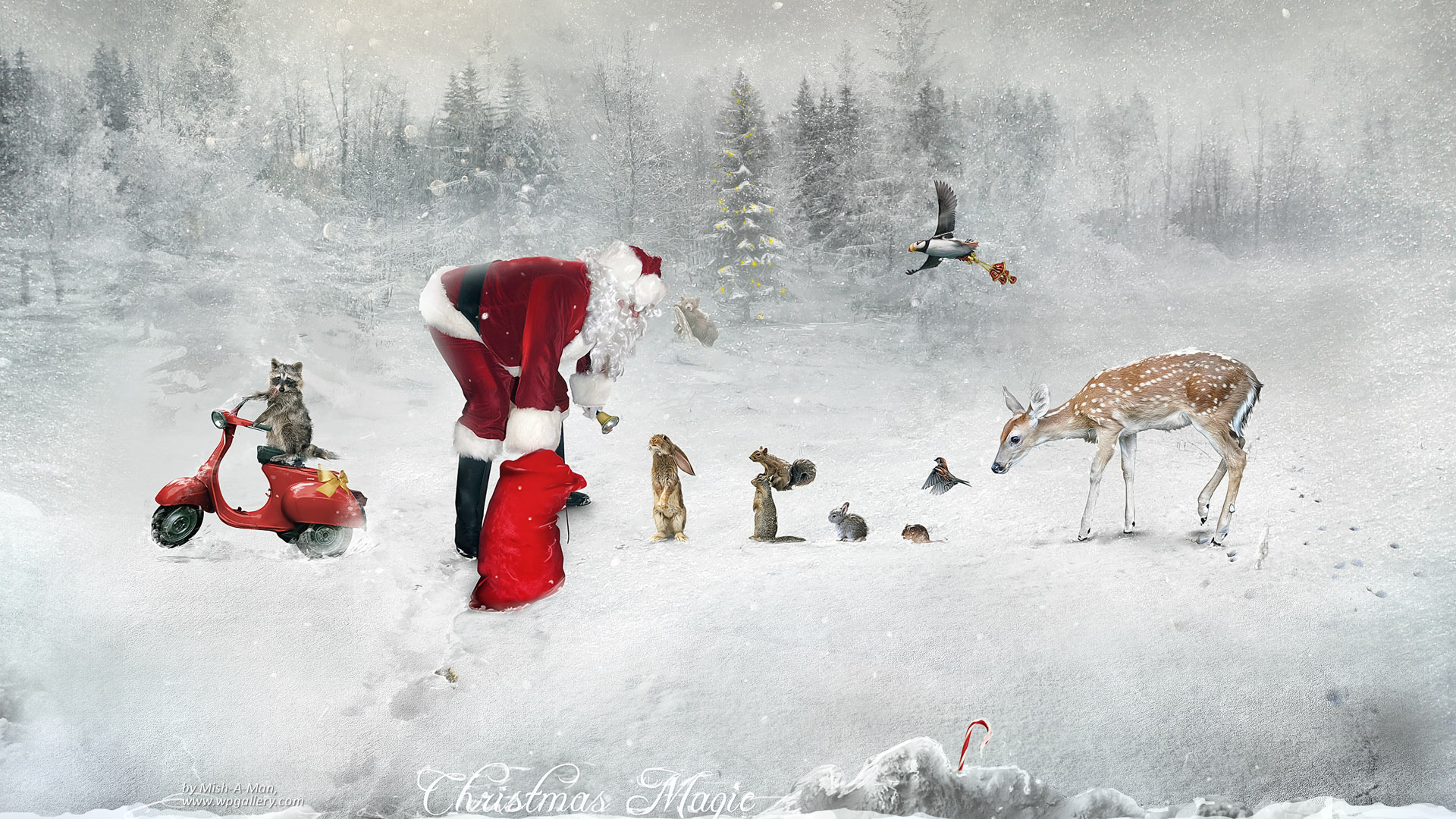 Скачать картинку Зима, Снег, Рождество, Милые, Праздничные, Санта в телефон бесплатно.