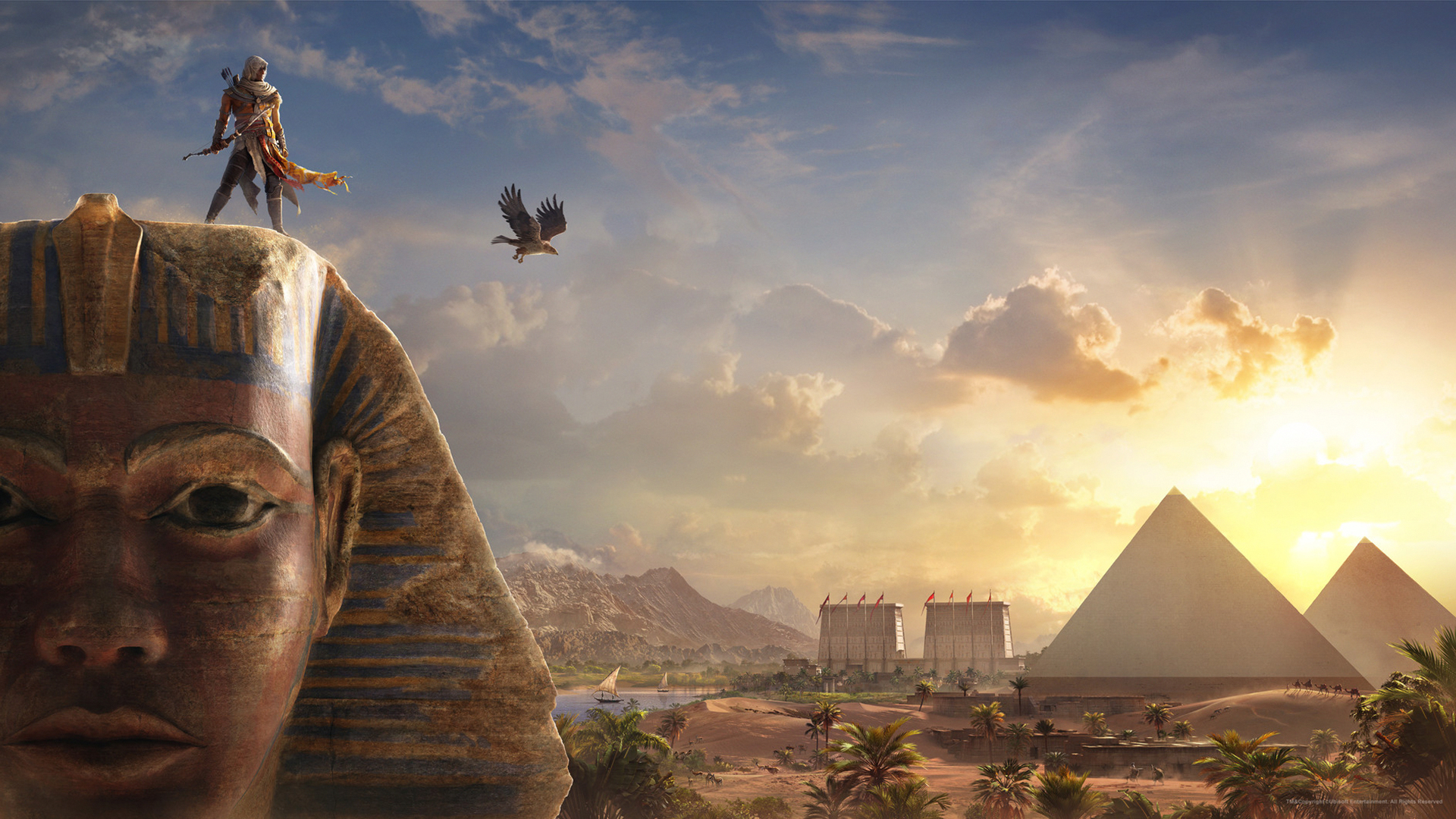 425607 télécharger le fond d'écran bayek de siwa, jeux vidéo, assassin's creed: origins, pyramide, sphinx, assassin's creed - économiseurs d'écran et images gratuitement