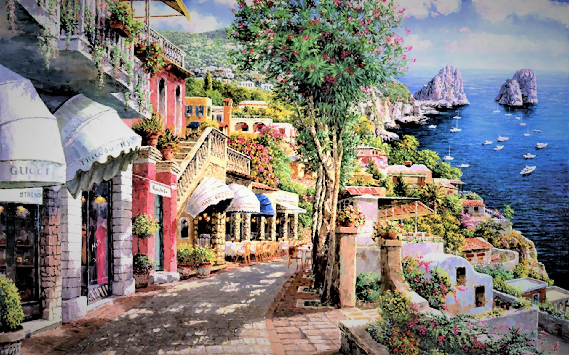 Laden Sie das Italien, Boot, Bunt, Malerei, Amalfi, Künstlerisch-Bild kostenlos auf Ihren PC-Desktop herunter